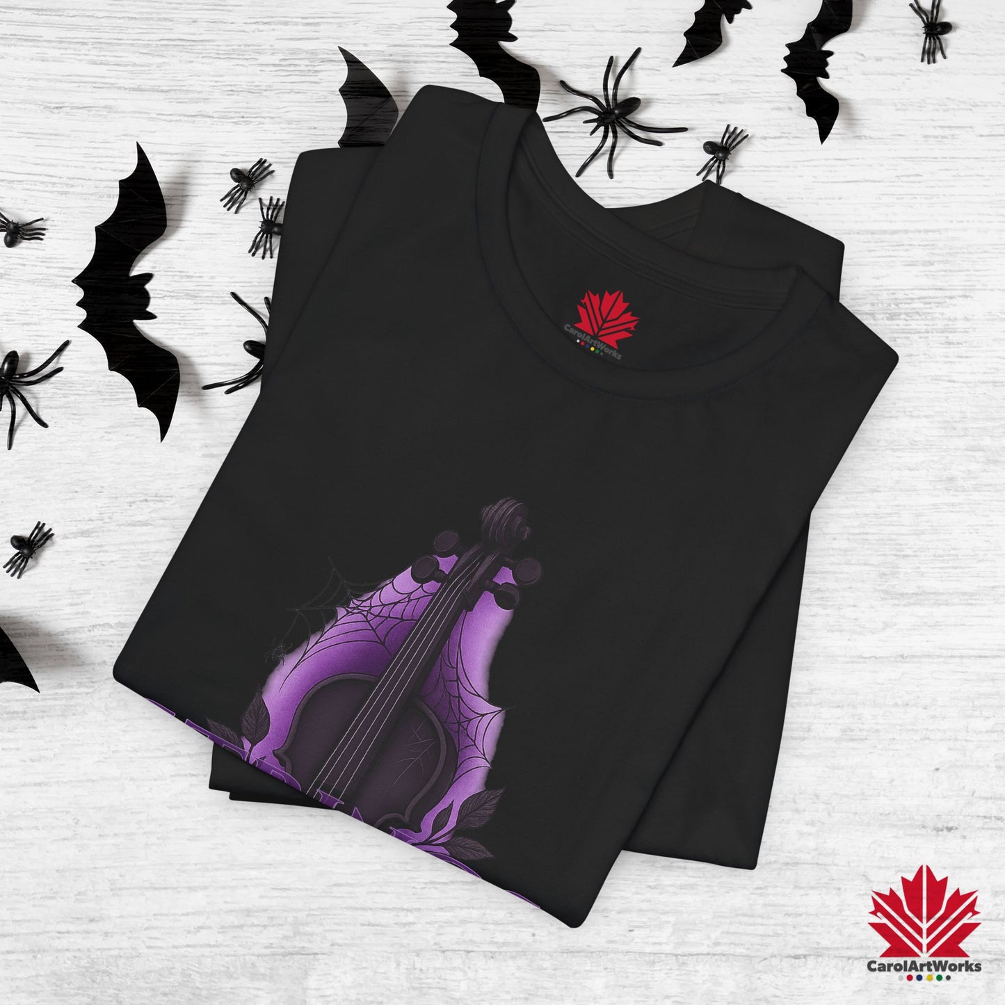 Strings of the Night – Gothic Halloween Tee | Haunted Violin Design