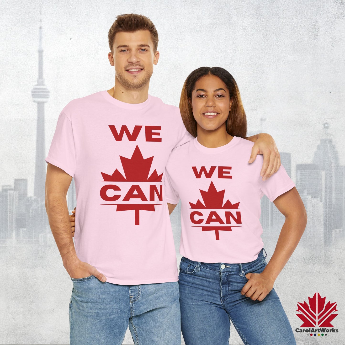“WE CAN” with Maple Leaf Unisex Cotton Tee – Casual Comfort for Every Occasion
