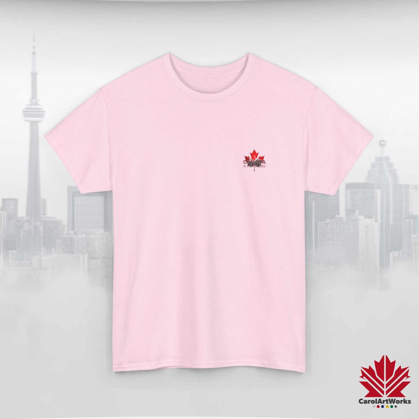 “Canada is not for Sale” Unisex Heavy Cotton Tee – Red Maple Leaf and Mountains, Stylish Canada Shirt