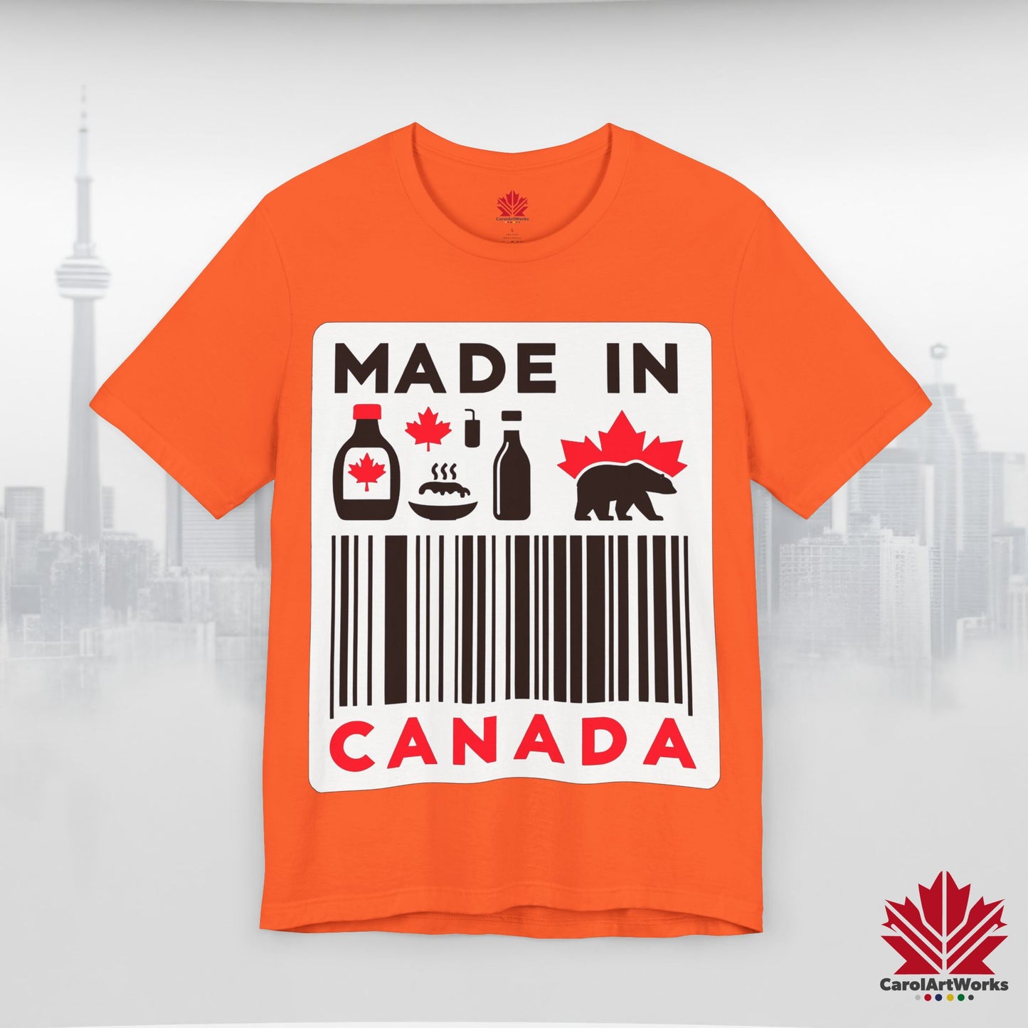 "Made in Canada" product label Design Unisex Short Sleeve Tee β Minimalist, Playful, and Proud