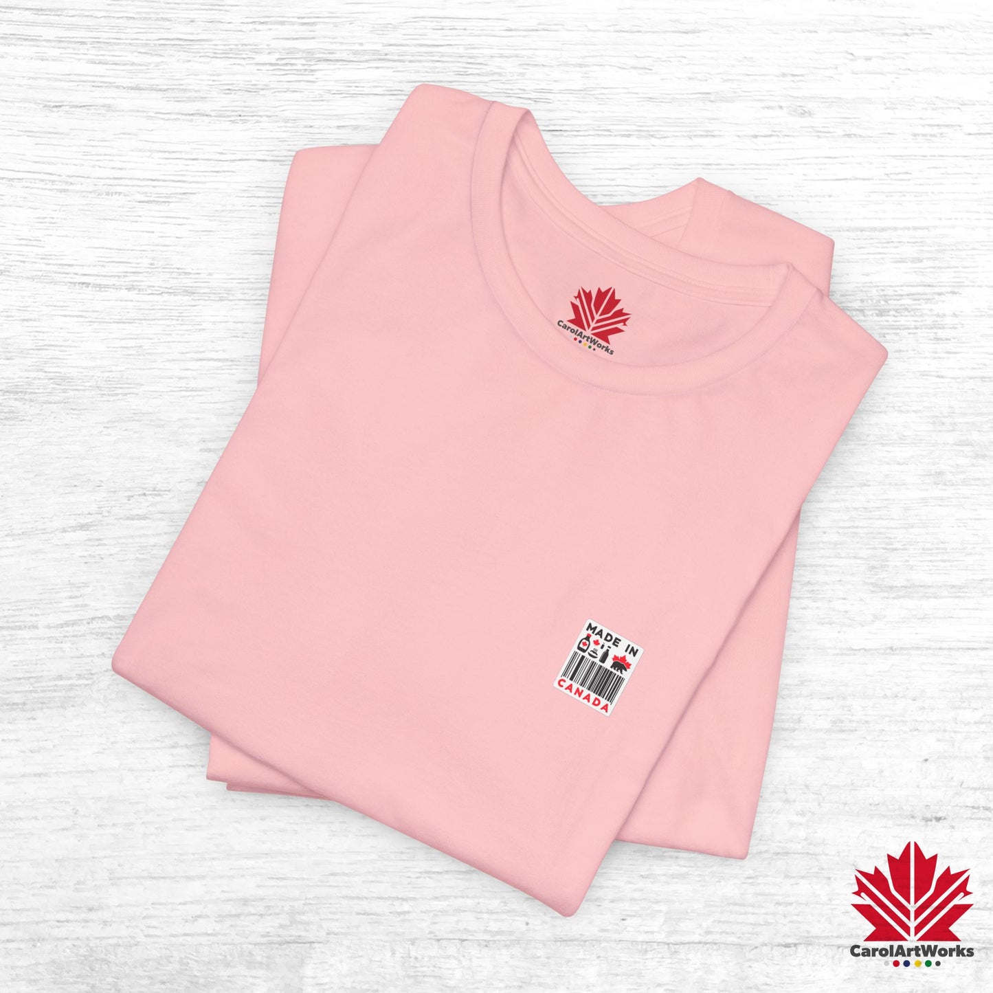 "Made in Canada" product label Design Unisex Short Sleeve Tee β Minimalist, Playful, and Proud