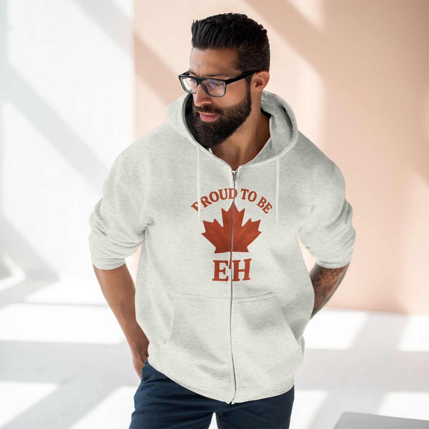 Fier d'être EH – Sweat à capuche zippé avec humour nordique