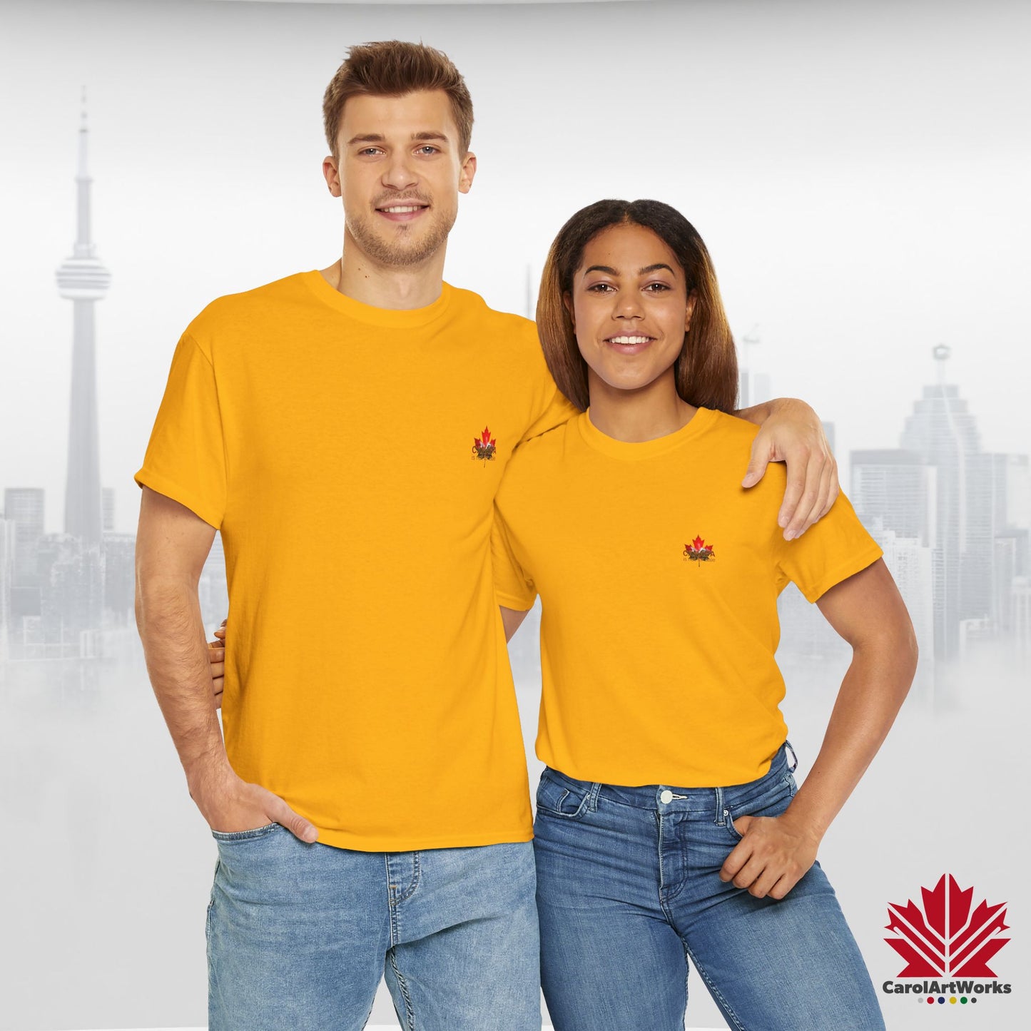“Canada is not for Sale” Unisex Heavy Cotton Tee – Red Maple Leaf and Mountains, Stylish Canada Shirt