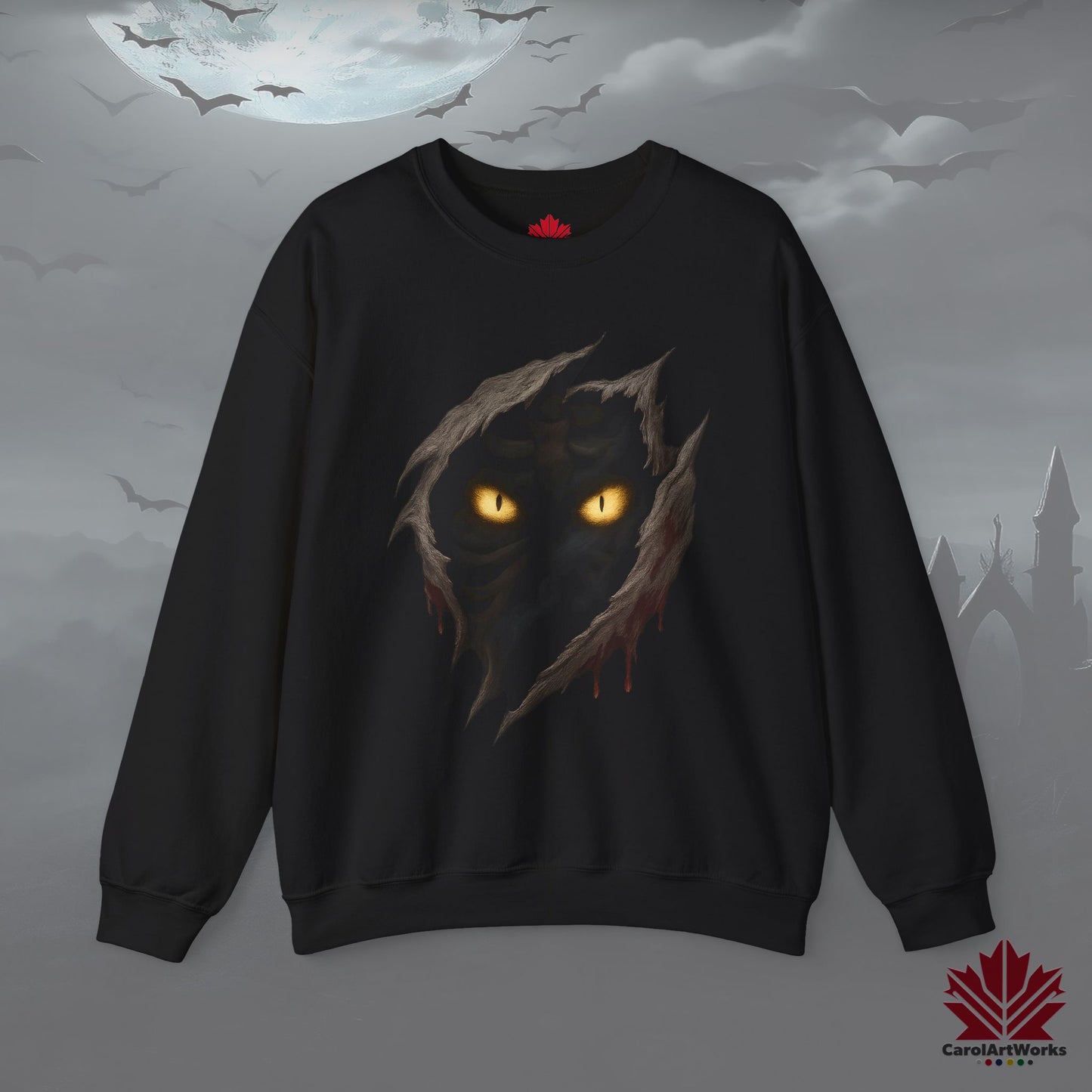 Haunted Eyes – Halloween Sweatshirt | Creepy Staring Eyes Design