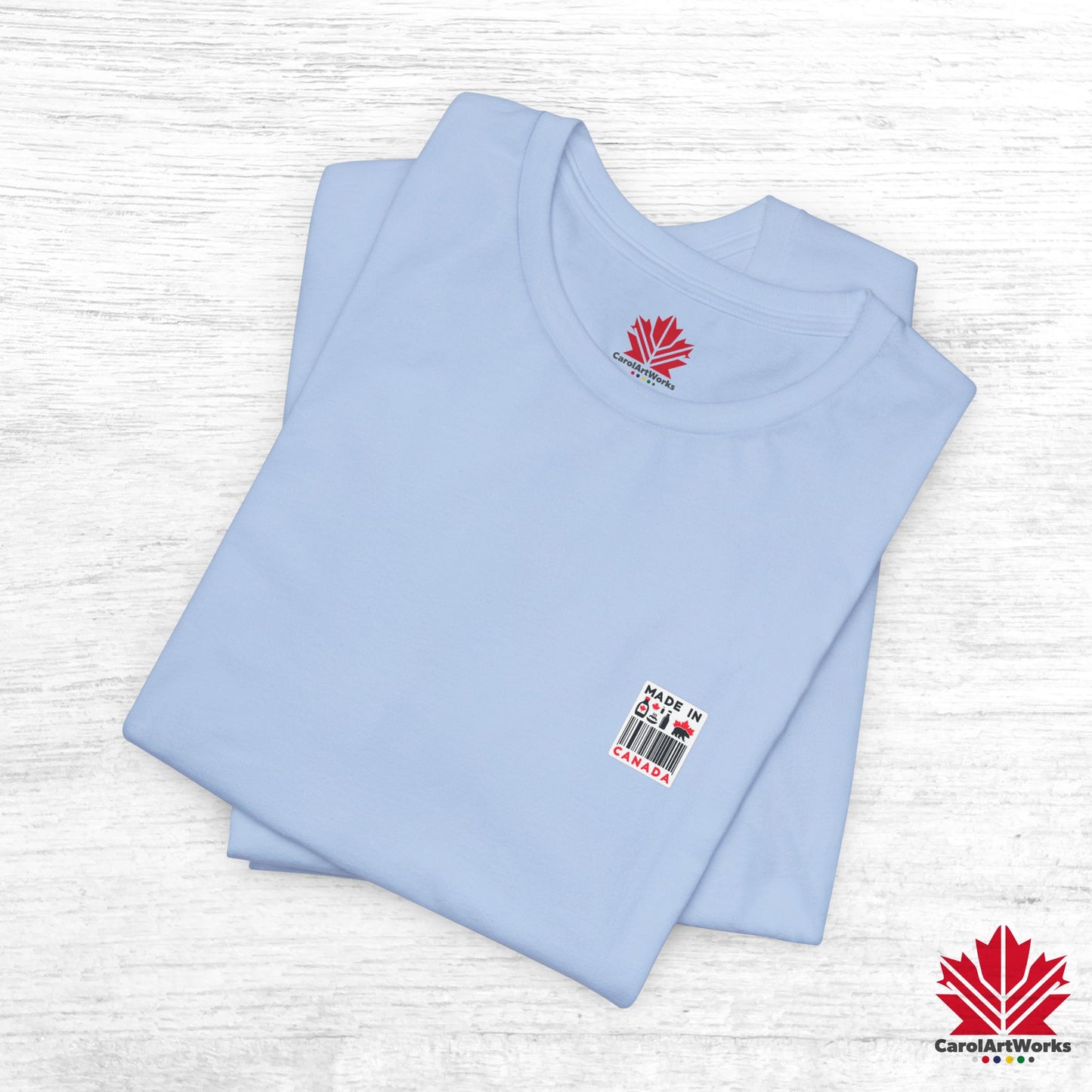 "Made in Canada" product label Design Unisex Short Sleeve Tee β Minimalist, Playful, and Proud