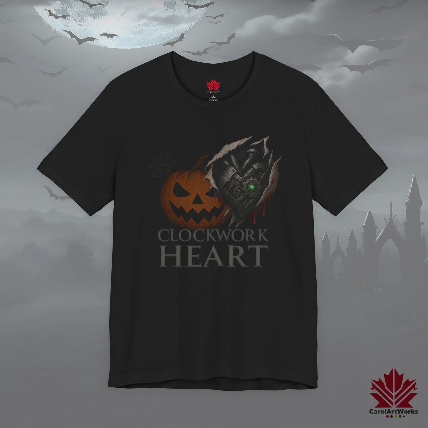 Clockwork Heart Steampunk Halloween Shirt – Torn Metal Heart & Pumpkin Design