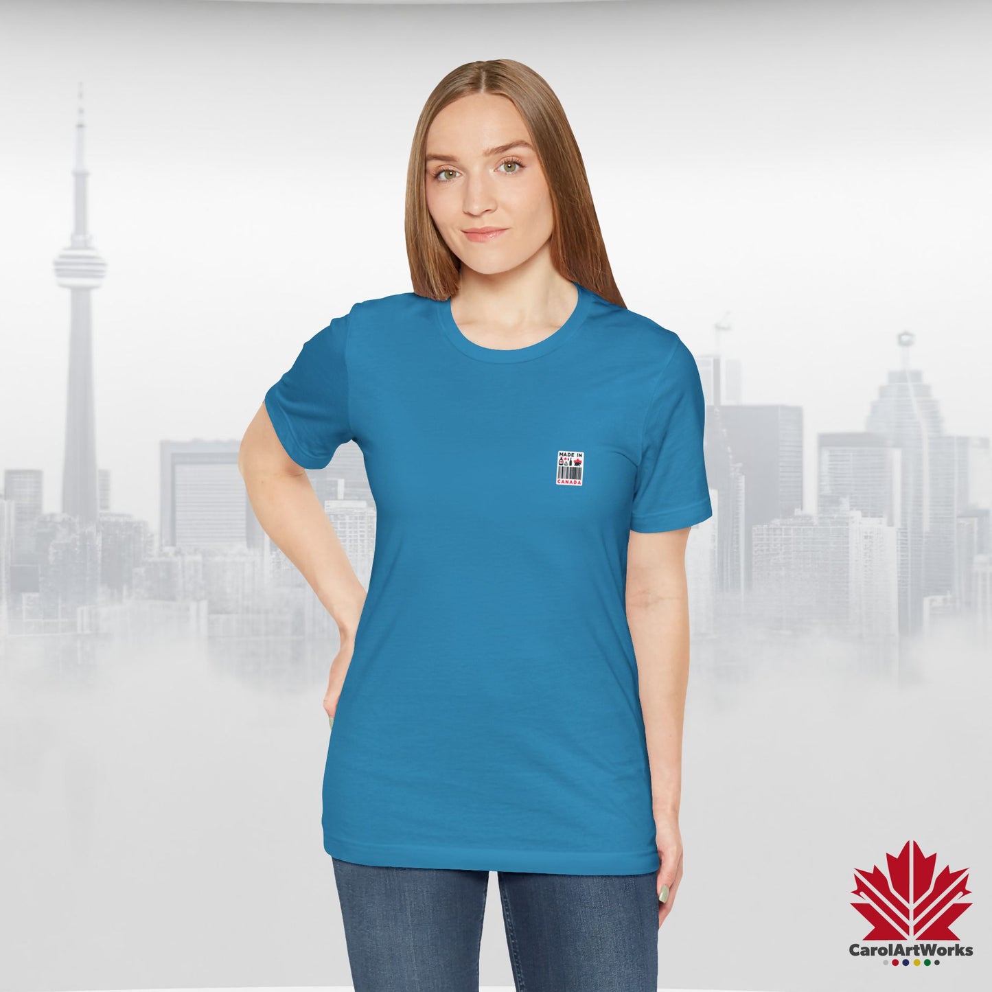 "Made in Canada" product label Design Unisex Short Sleeve Tee β Minimalist, Playful, and Proud