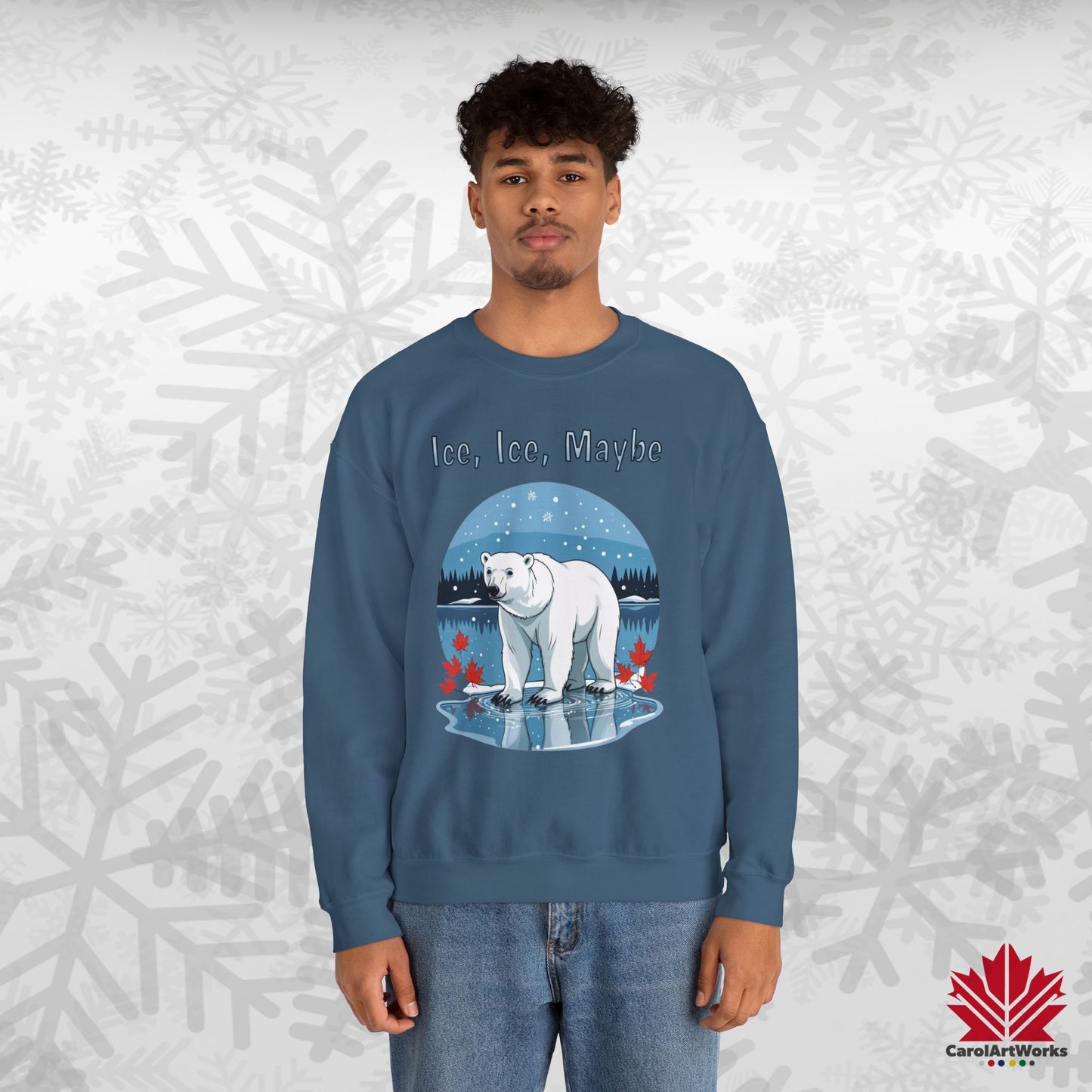 Ice Ice Maybe Sweatshirt | Polar Bear Holiday Crewneck | Premium Fleece, Made in Canada