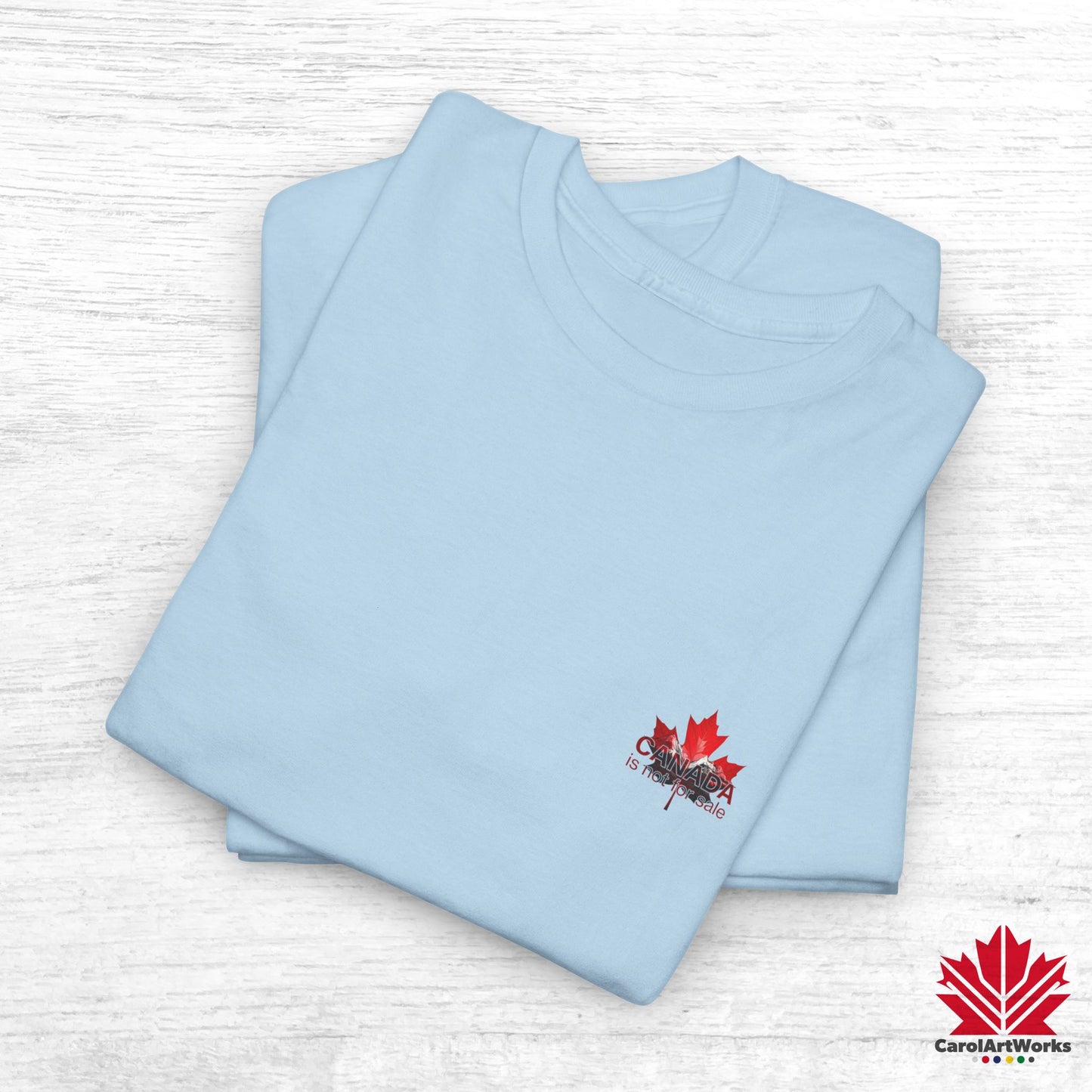 “Canada is not for Sale” Unisex Heavy Cotton Tee – Red Maple Leaf and Mountains, Stylish Canada Shirt