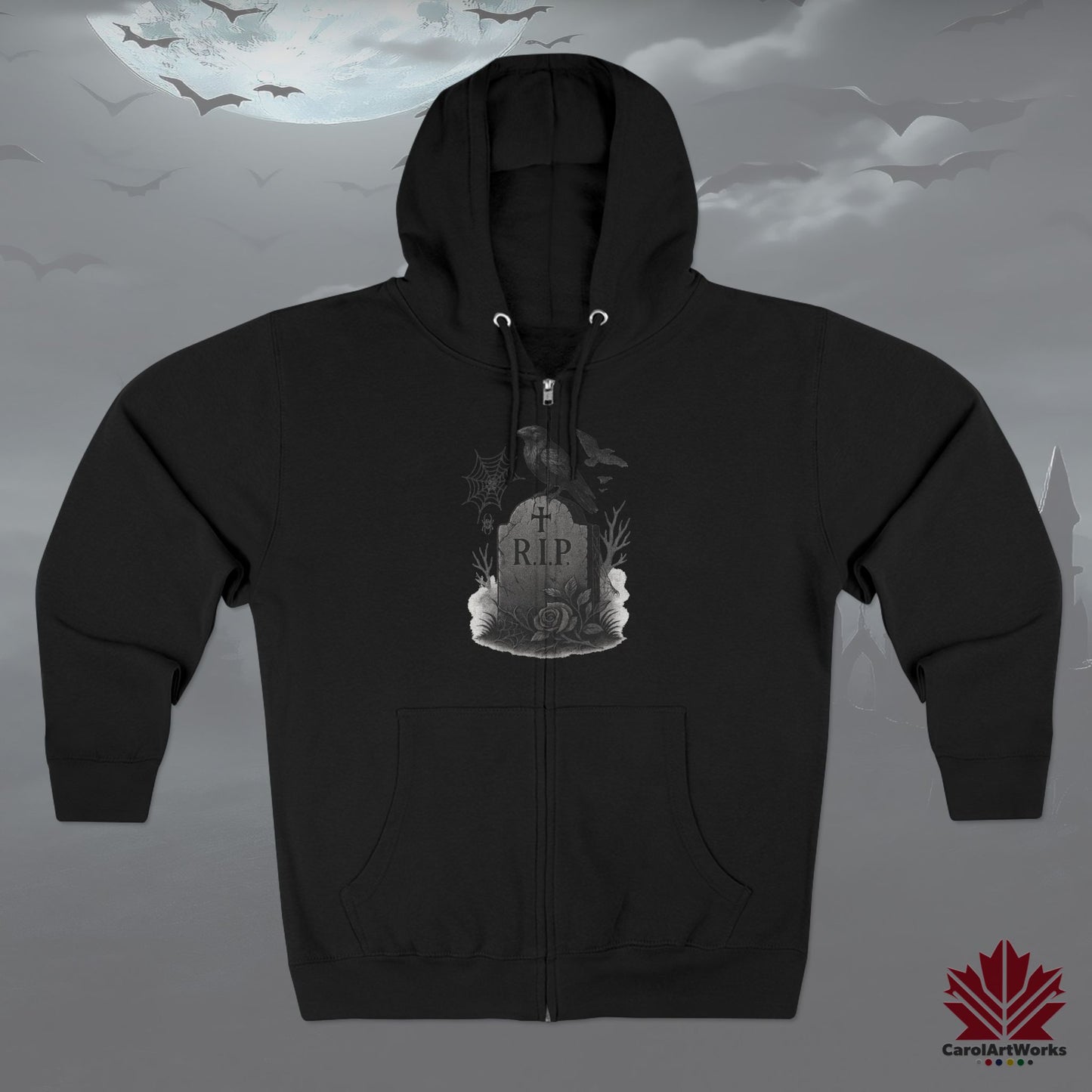 Grave & Ravens – Zip Hoodie | Spooky Raven Halloween Outfit
