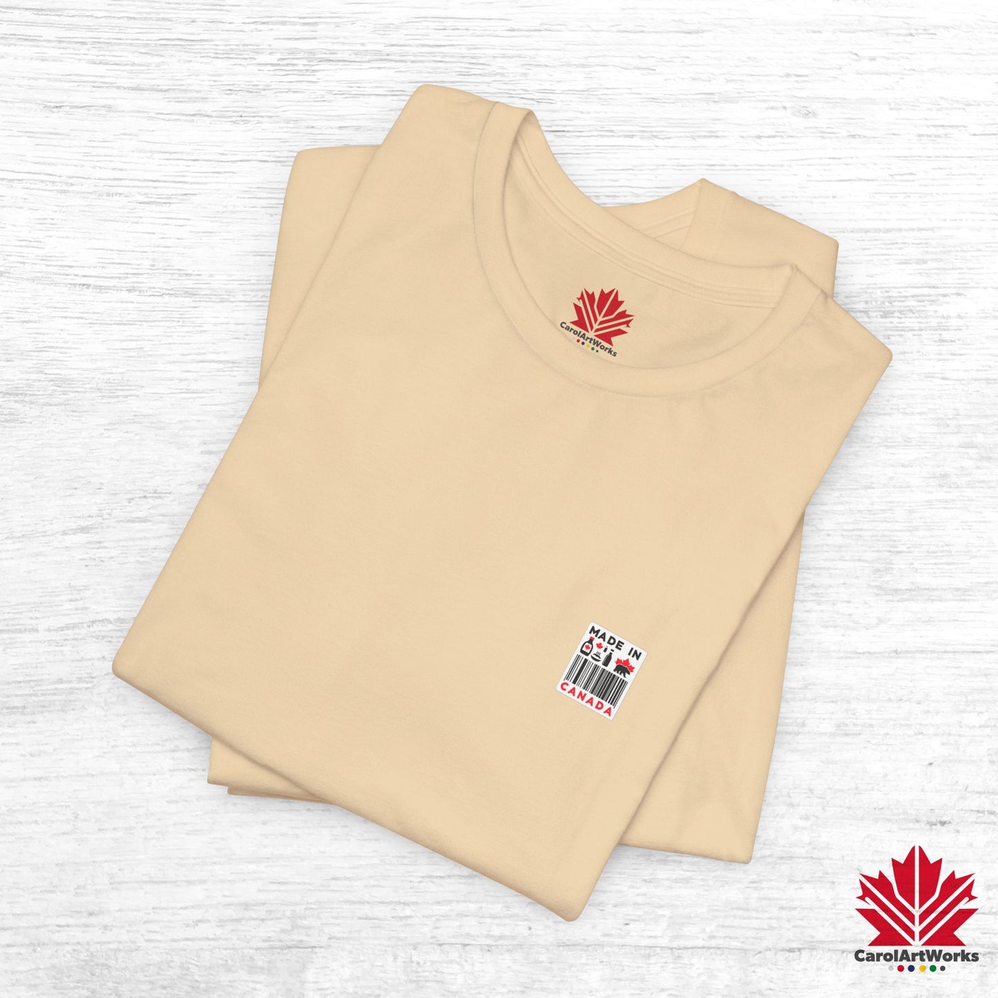 "Made in Canada" product label Design Unisex Short Sleeve Tee β Minimalist, Playful, and Proud