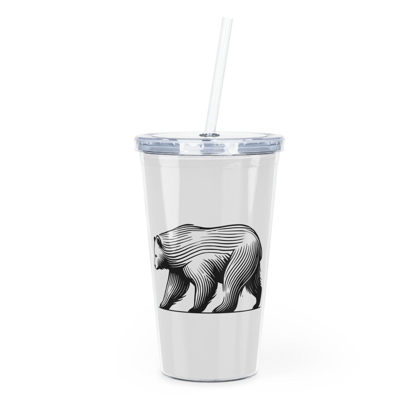 scandinavian minimalistic Design BEAR Tumbler with Straw – Nature Inspired Graphic