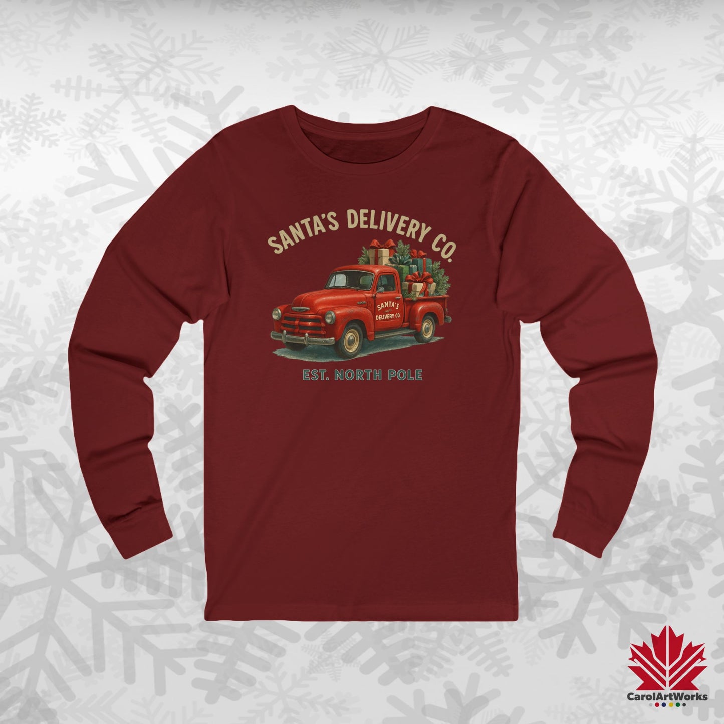 Santa’s Delivery Truck Long Sleeve | Vintage Christmas Shirt | Premium Canadian Cotton Top