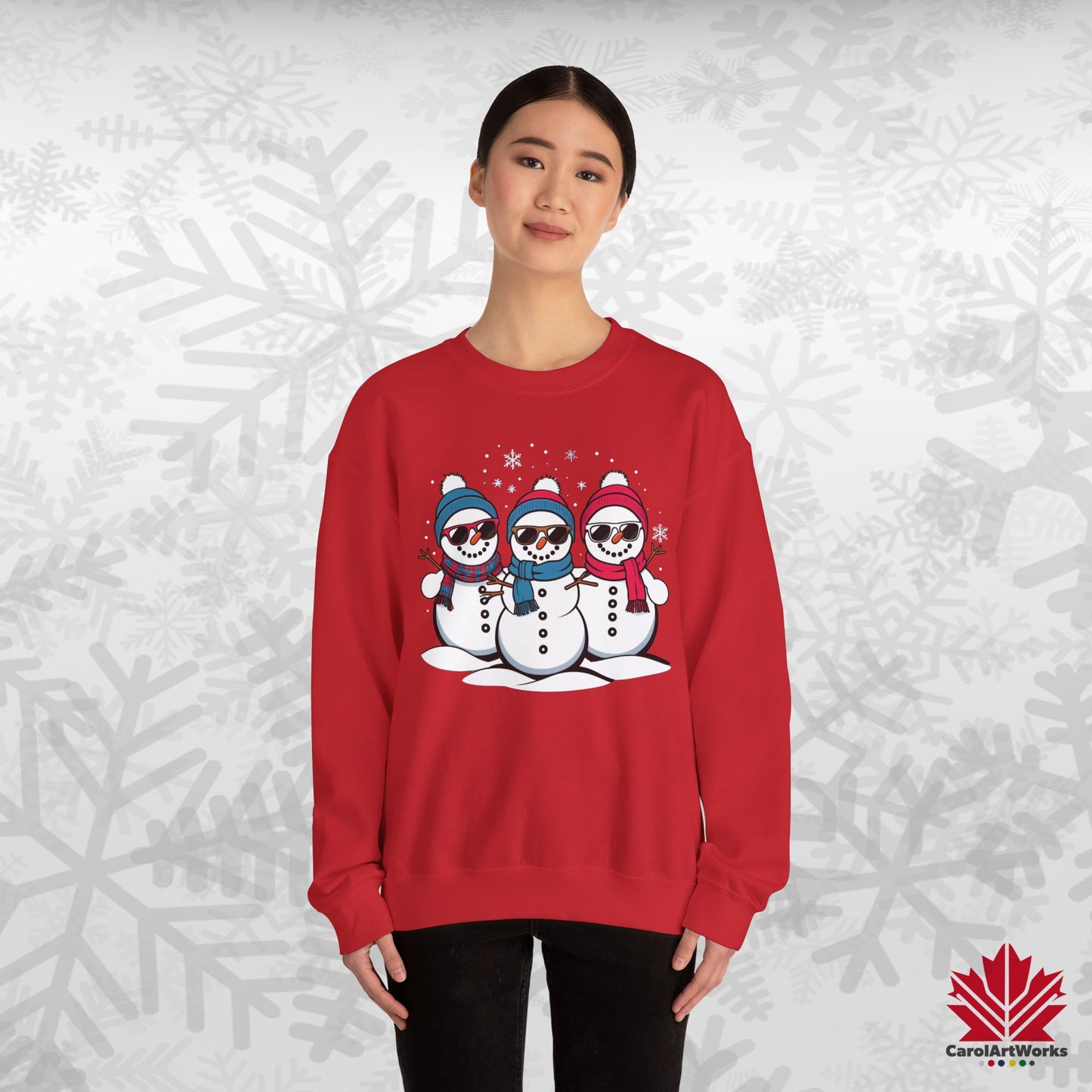 Cool Snow Squad Sweatshirt | Snowman Christmas Crewneck | Canadian-Made Holiday Fleece