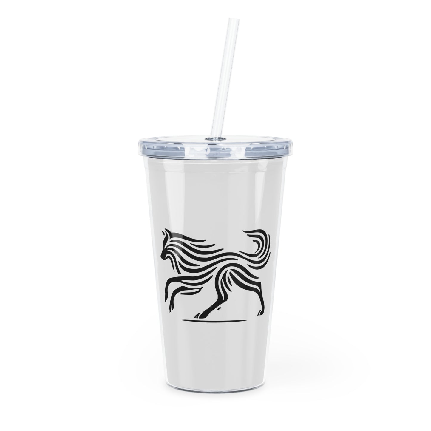 scandinavian minimalistic Design WOLF Tumbler with Straw – Nature Inspired Graphic