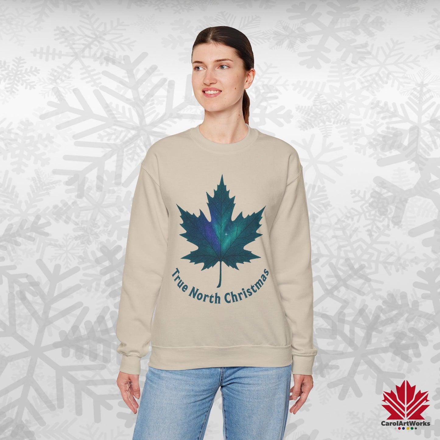 True North Christmas Sweatshirt | Maple Leaf Holiday Crewneck | Premium Fleece, Canadian-Made