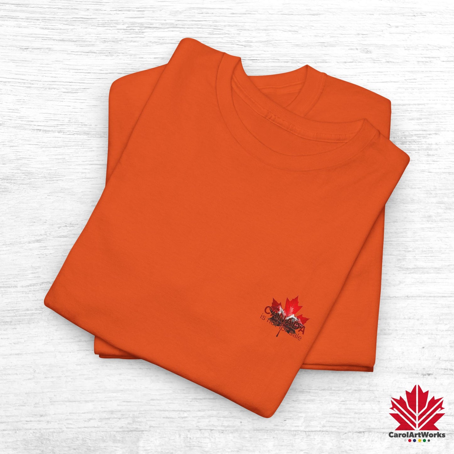 “Canada is not for Sale” Unisex Heavy Cotton Tee – Red Maple Leaf and Mountains, Stylish Canada Shirt