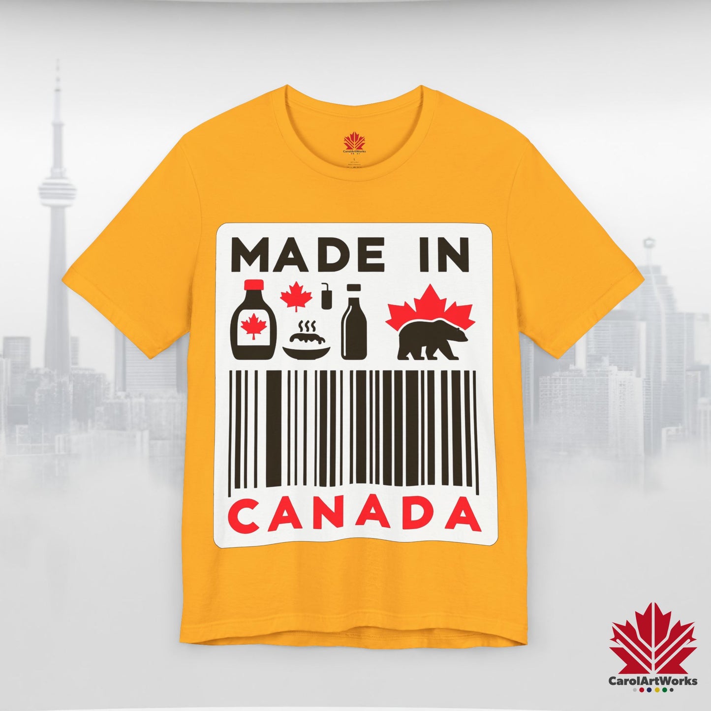 "Made in Canada" product label Design Unisex Short Sleeve Tee β Minimalist, Playful, and Proud