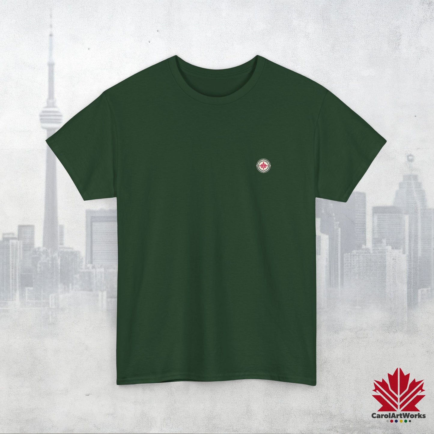“North Strong” Compass Design – Unisex Cotton Tee – Navigate Adventure with Canadian Pride