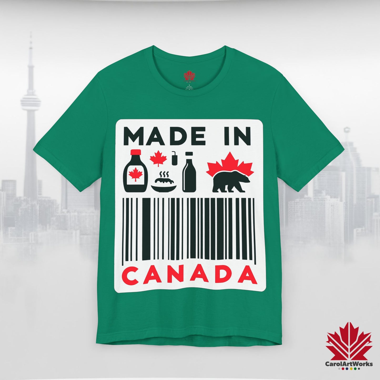 "Made in Canada" product label Design Unisex Short Sleeve Tee β Minimalist, Playful, and Proud