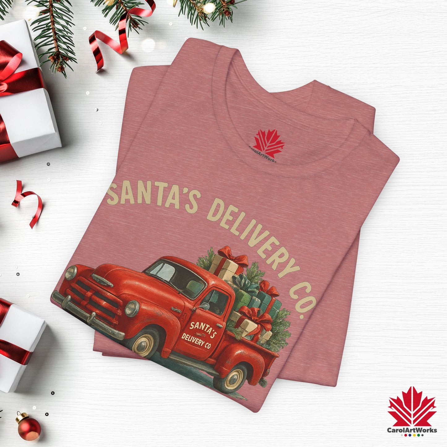 Santa’s Delivery Truck | Vintage Christmas Shirt | Red Truck Holiday Tee – Canadian Premium Cotton Gift