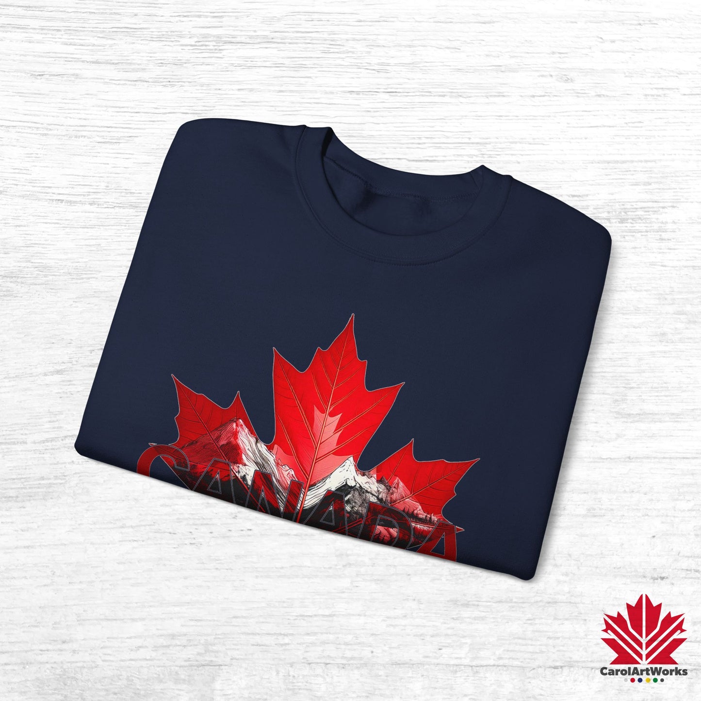 “Canada is Not for Sale” Crewneck Sweatshirt - Red Maple Leaf and Mountains, Soft and Warm