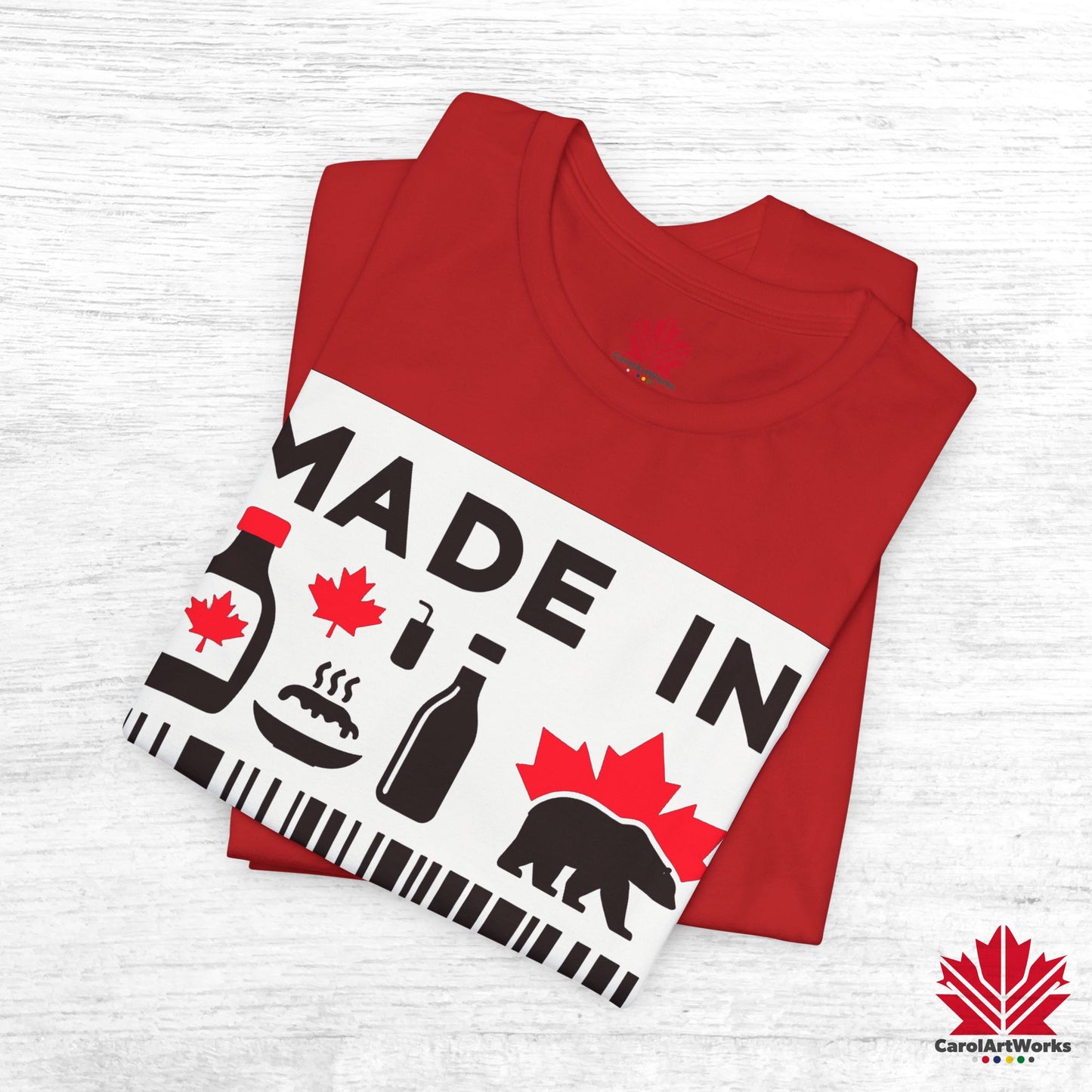 "Made in Canada" product label Design Unisex Short Sleeve Tee β Minimalist, Playful, and Proud