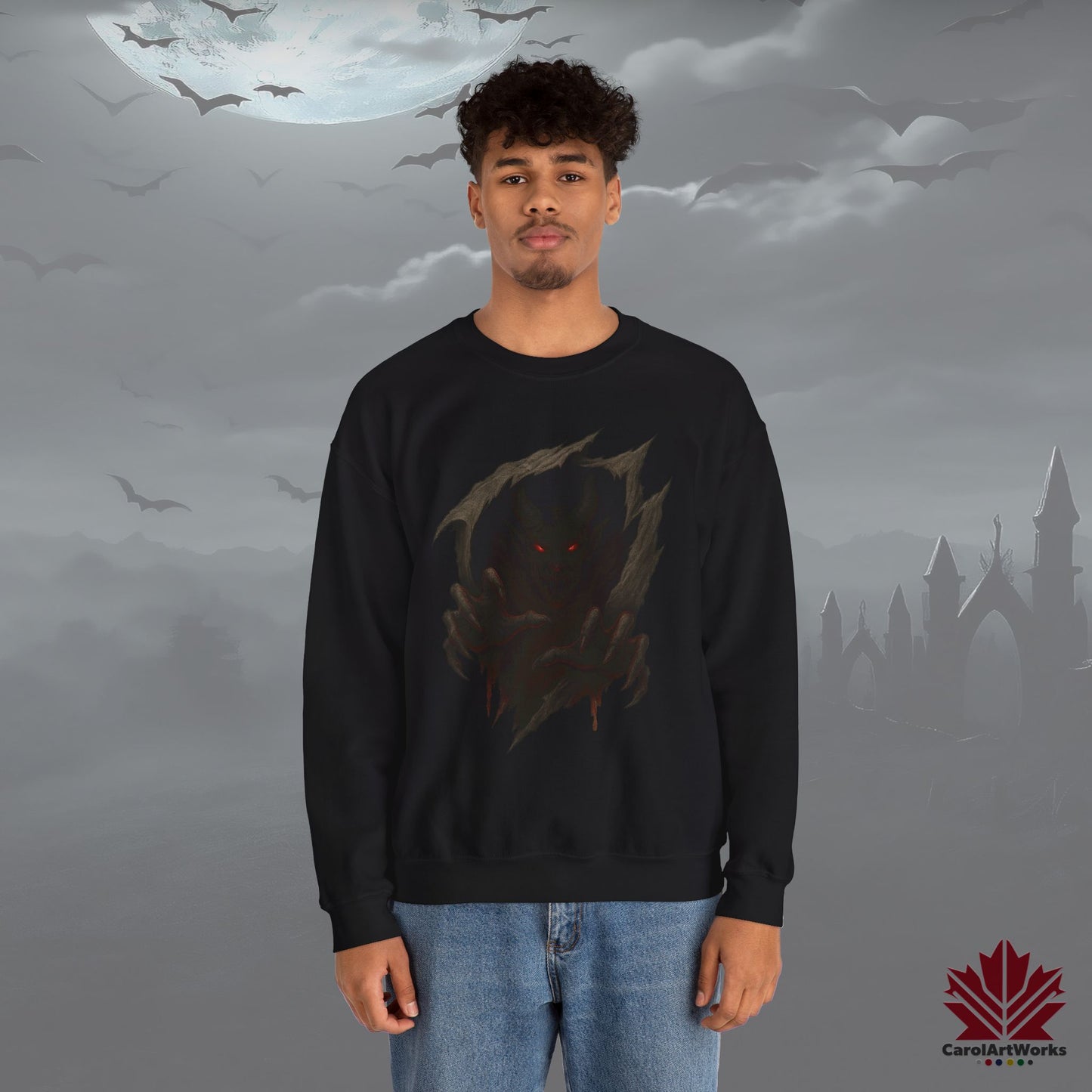Demon Within – Halloween Sweatshirt | Gothic Demon Shadows Design