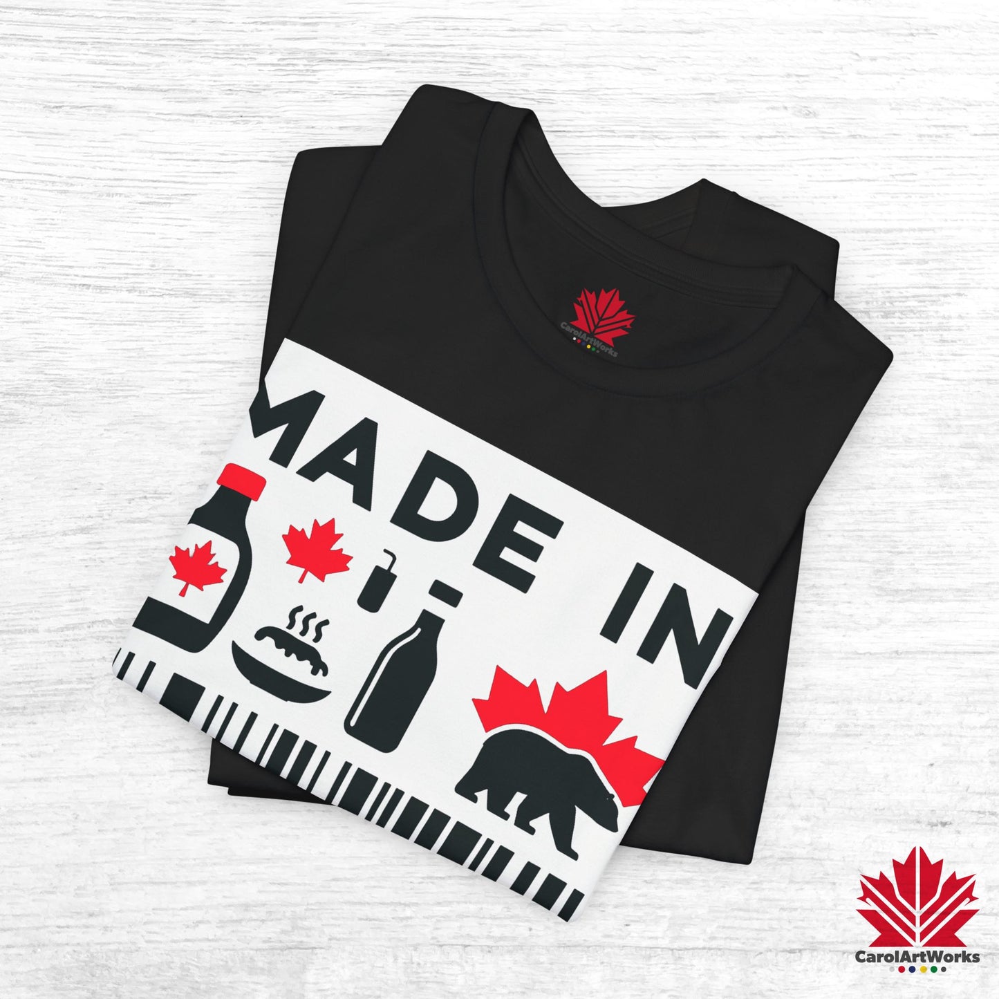 "Made in Canada" product label Design Unisex Short Sleeve Tee β Minimalist, Playful, and Proud