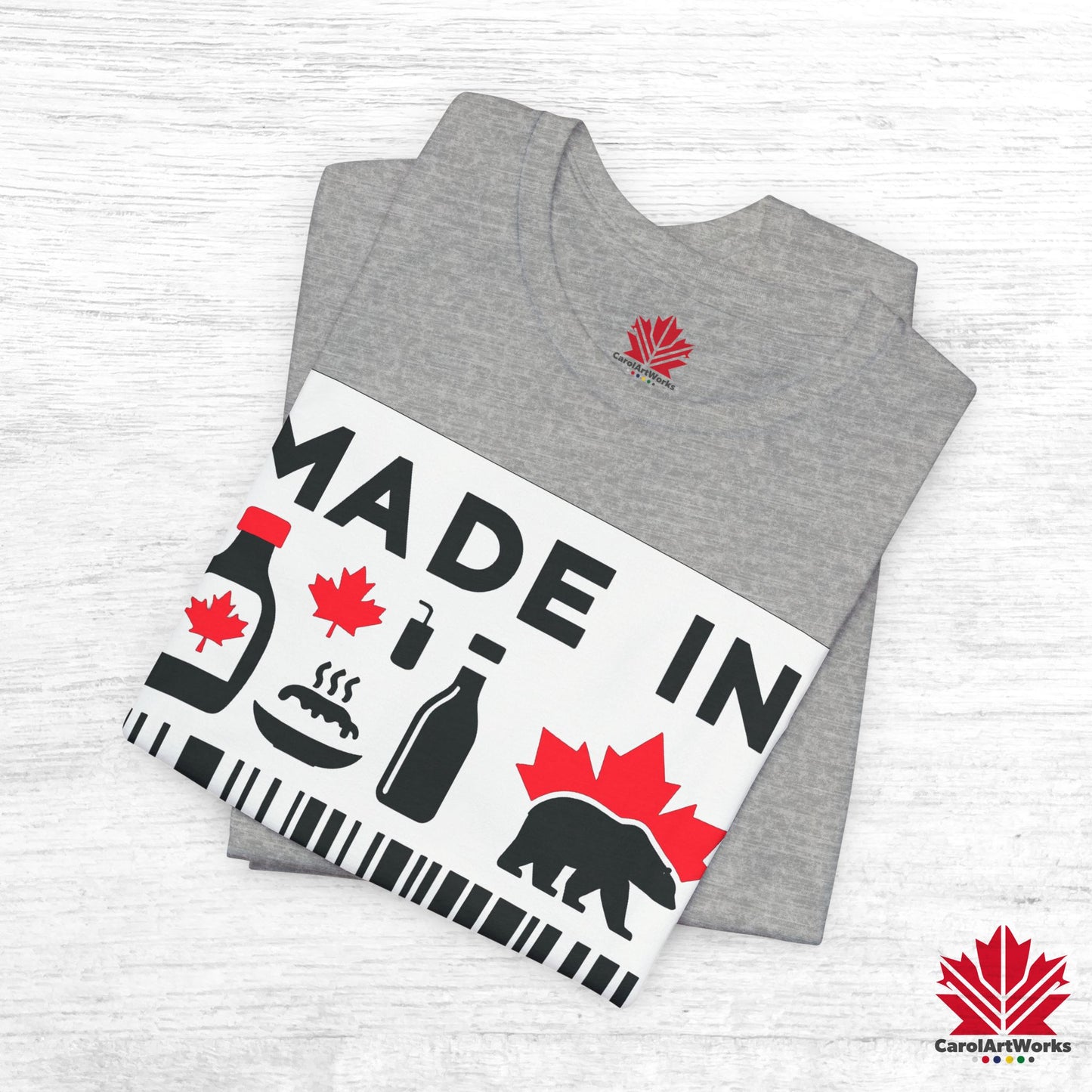 "Made in Canada" product label Design Unisex Short Sleeve Tee β Minimalist, Playful, and Proud