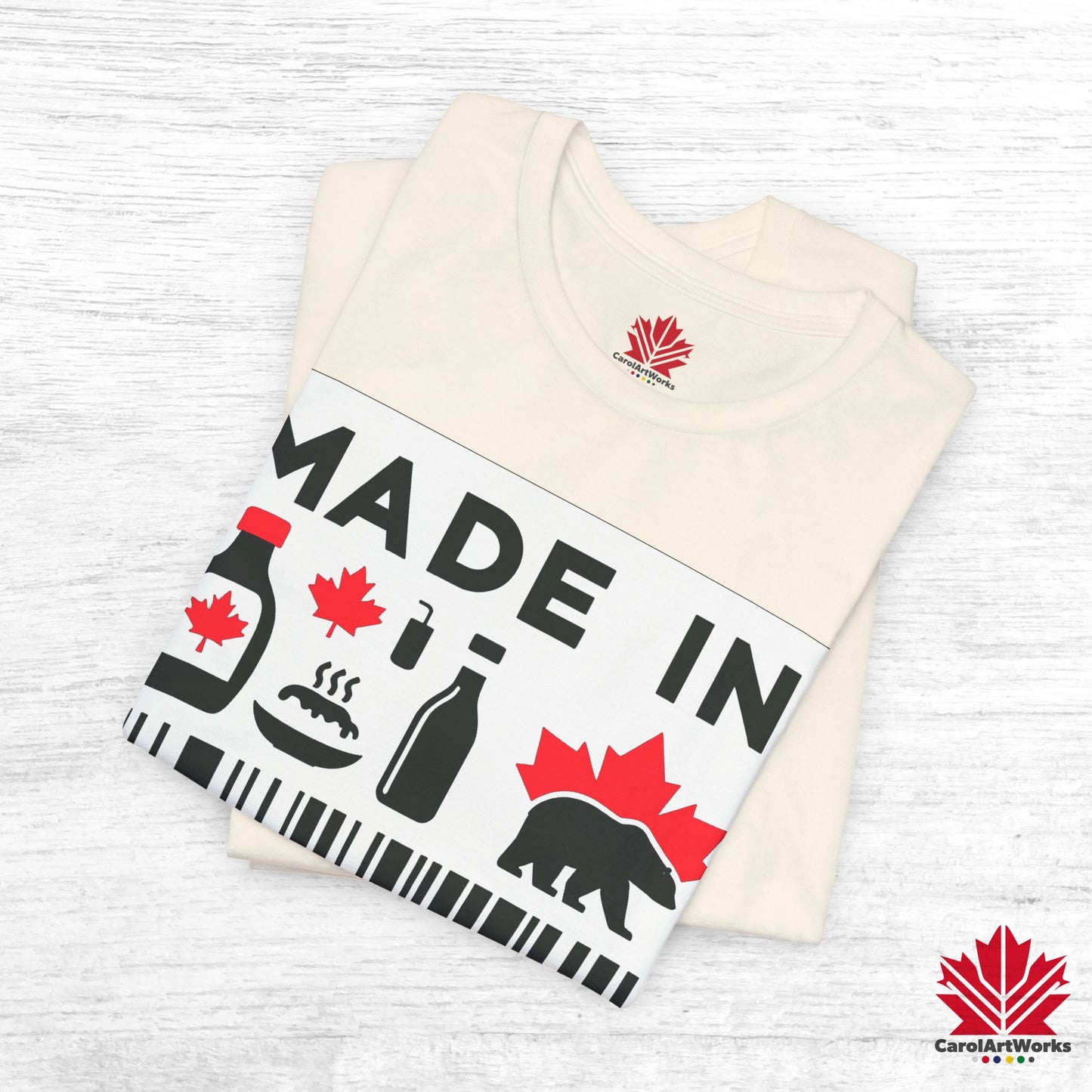 "Made in Canada" product label Design Unisex Short Sleeve Tee β Minimalist, Playful, and Proud
