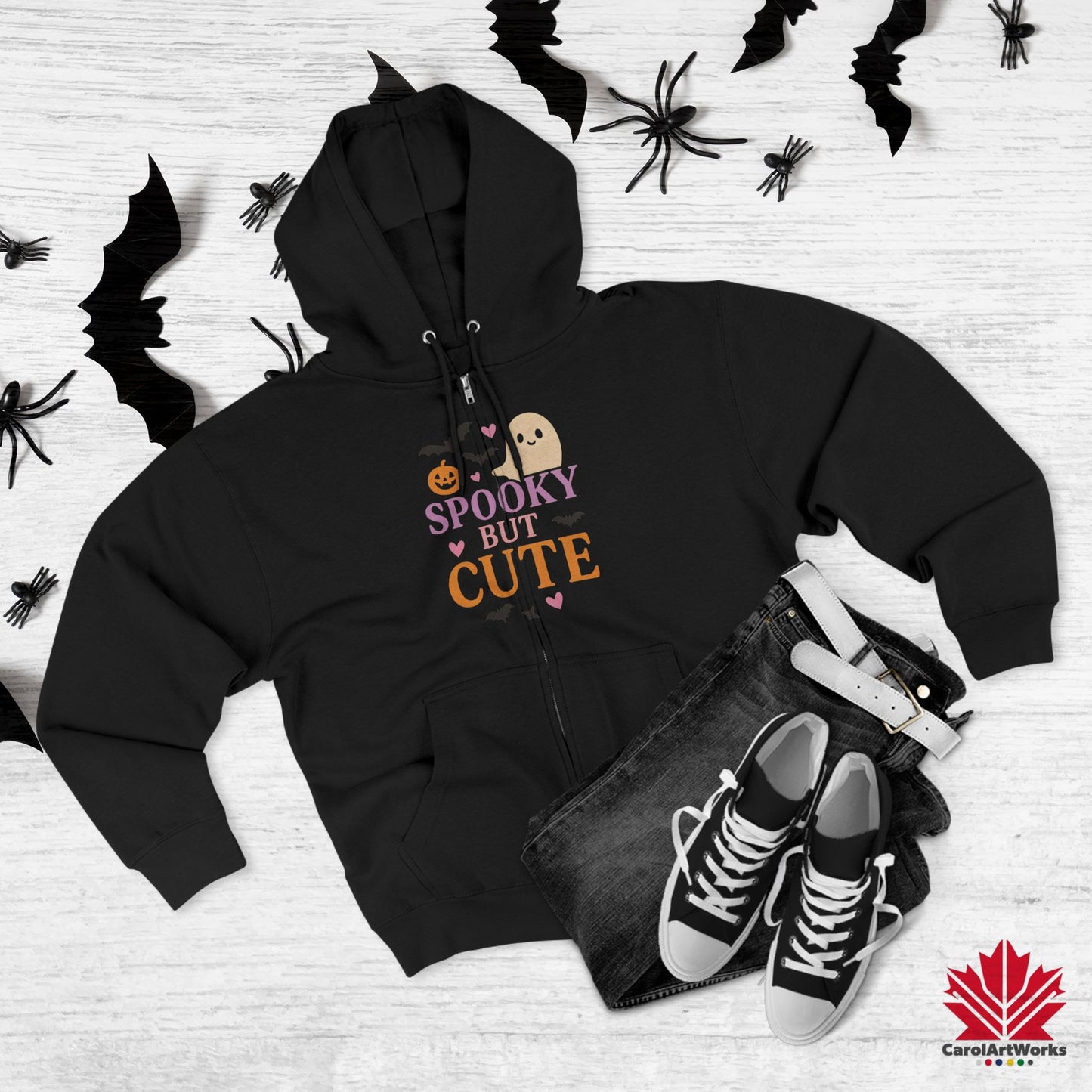 Spooky But Cute – Zip Hoodie - Fun Halloween Design with Cute Spooky Aesthetic