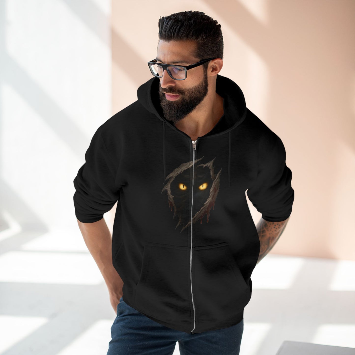Haunted Eyes – Zip Hoodie | Mysterious Halloween Outfit