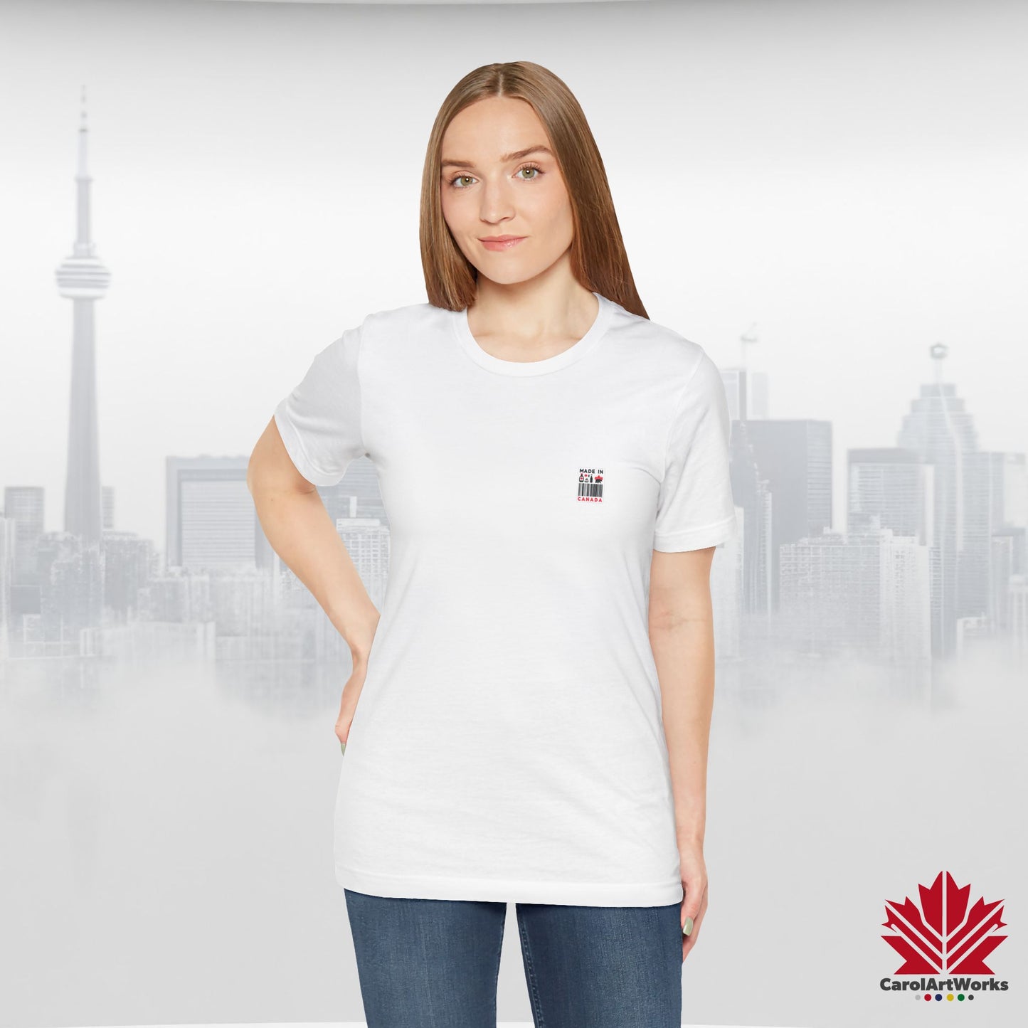 "Made in Canada" product label Design Unisex Short Sleeve Tee β Minimalist, Playful, and Proud