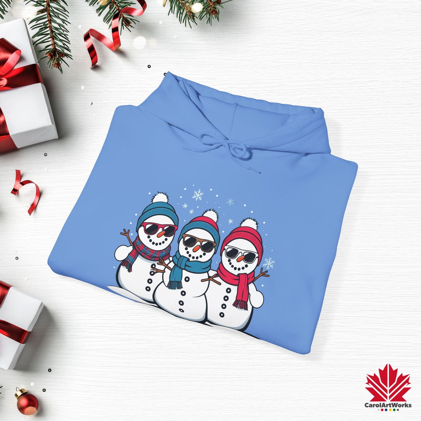 Cool Snow Squad Hoodie | Funny Snowman Christmas Hoodie | Canadian Fleece Hoodie – Premium Cotton Blend