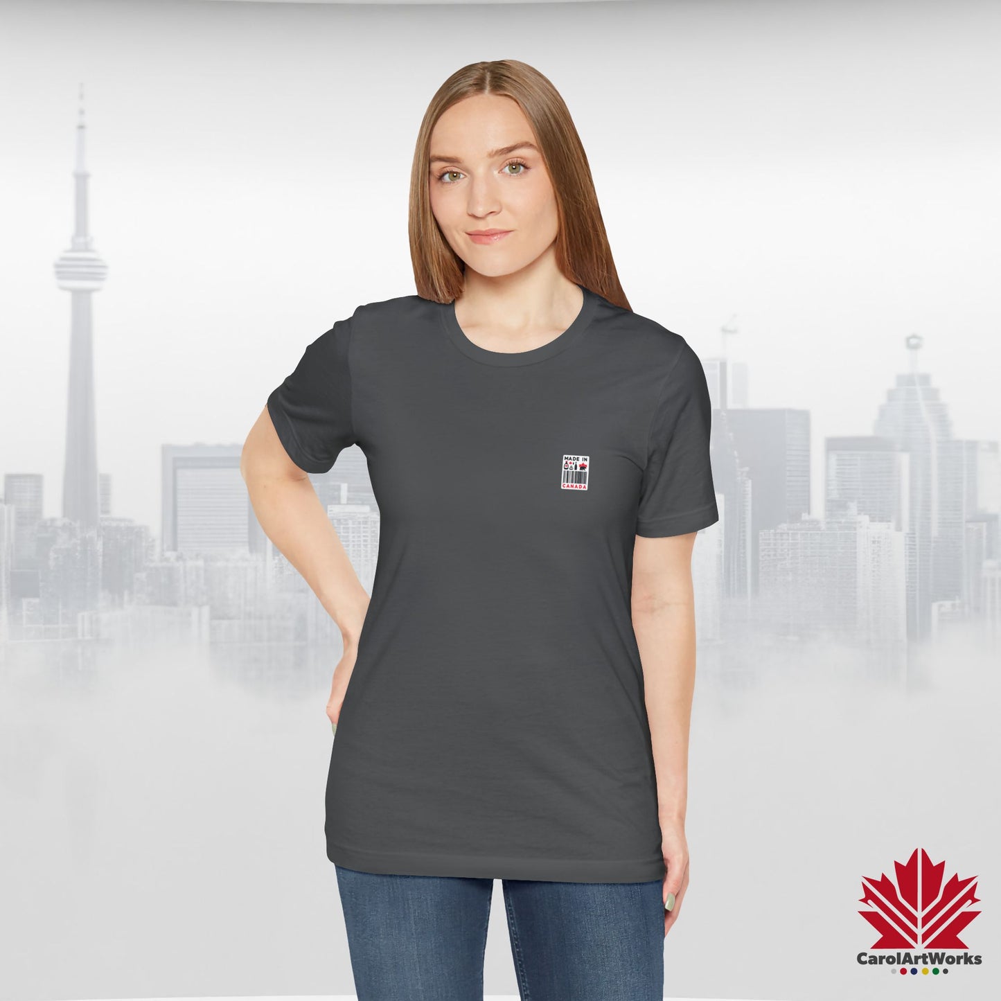 "Made in Canada" product label Design Unisex Short Sleeve Tee β Minimalist, Playful, and Proud