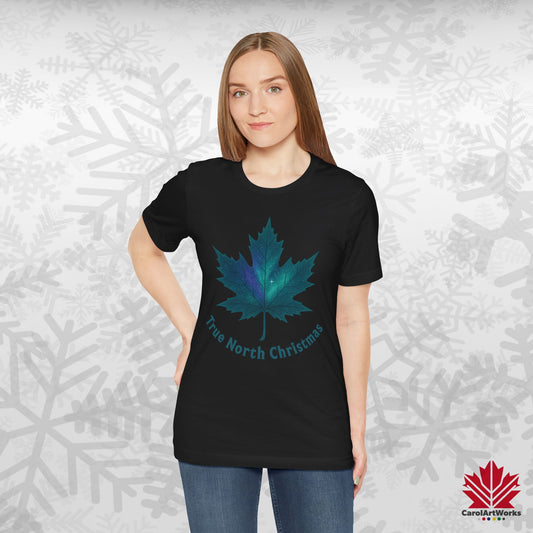True North Christmas | Maple Leaf Holiday Tee | Proudly Canadian Christmas Shirt – Premium Cotton Gift