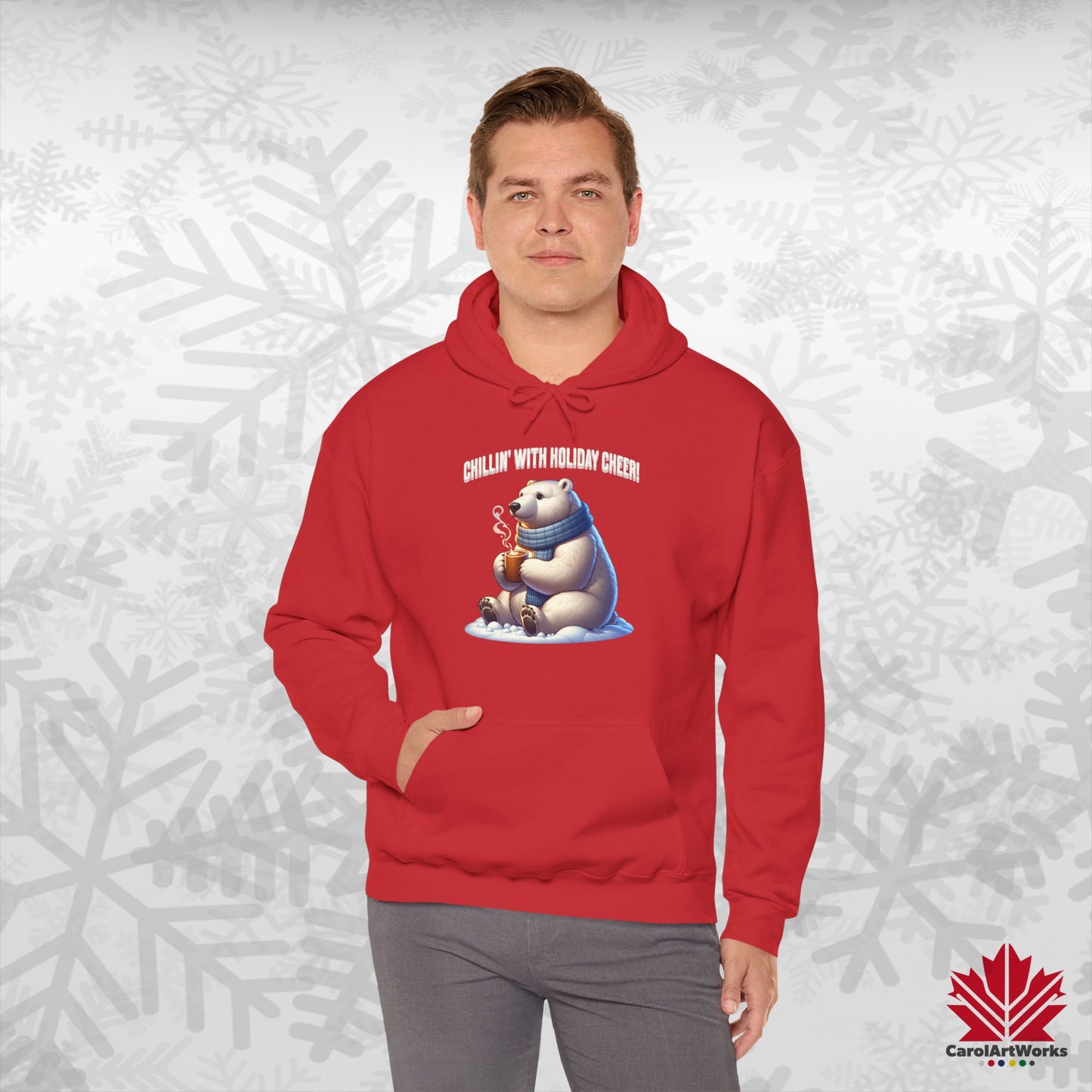 Chillin’ With Holiday Cheer Hoodie | Polar Bear Christmas Hoodie | Canadian-Made Fleece Hoodie