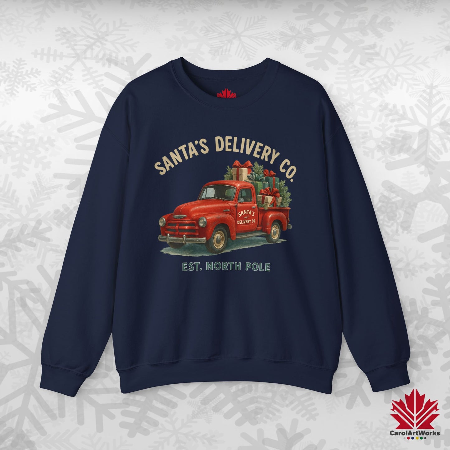 Santa’s Delivery Truck Sweatshirt | Vintage Christmas Crewneck | Canadian Fleece, Premium Quality