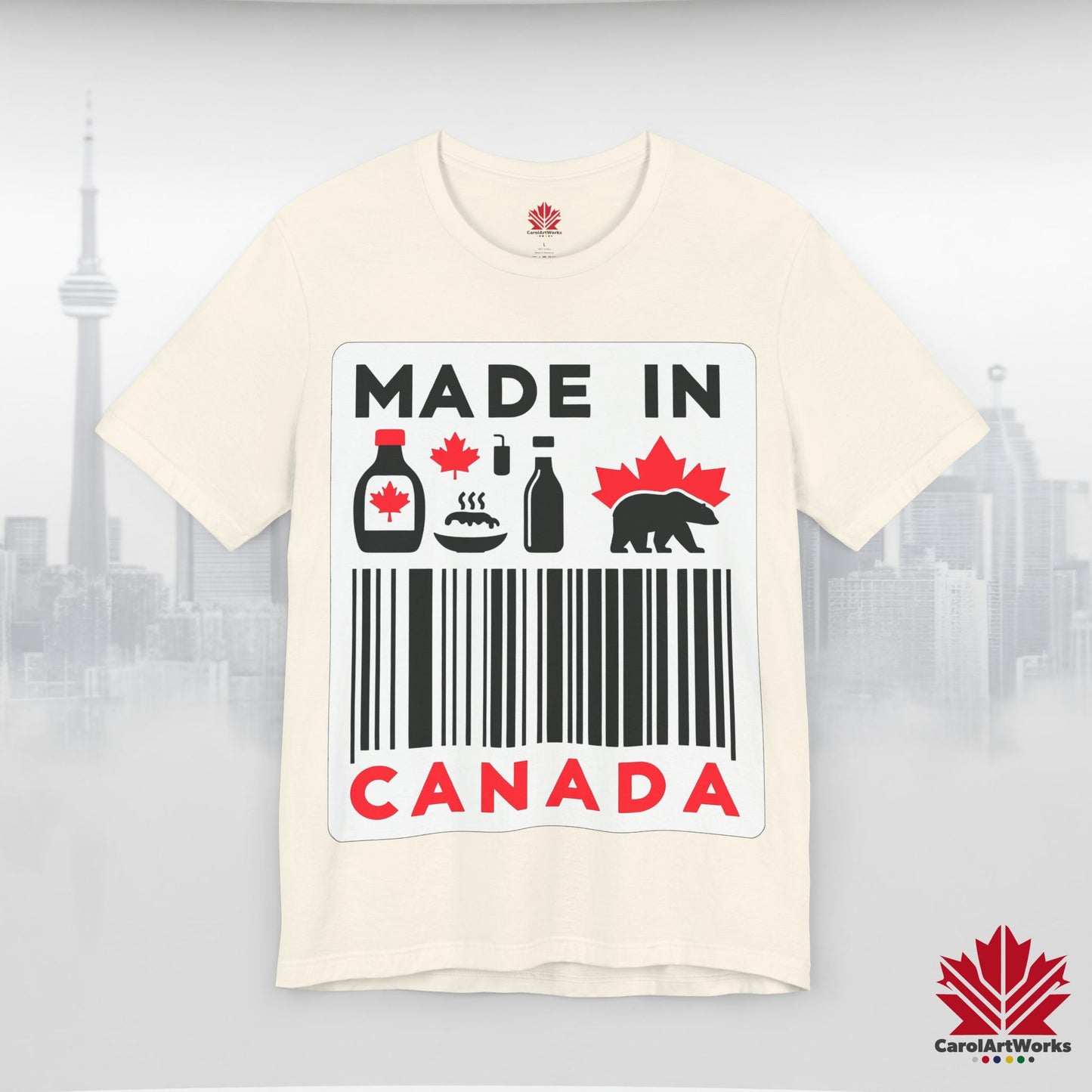 "Made in Canada" product label Design Unisex Short Sleeve Tee β Minimalist, Playful, and Proud