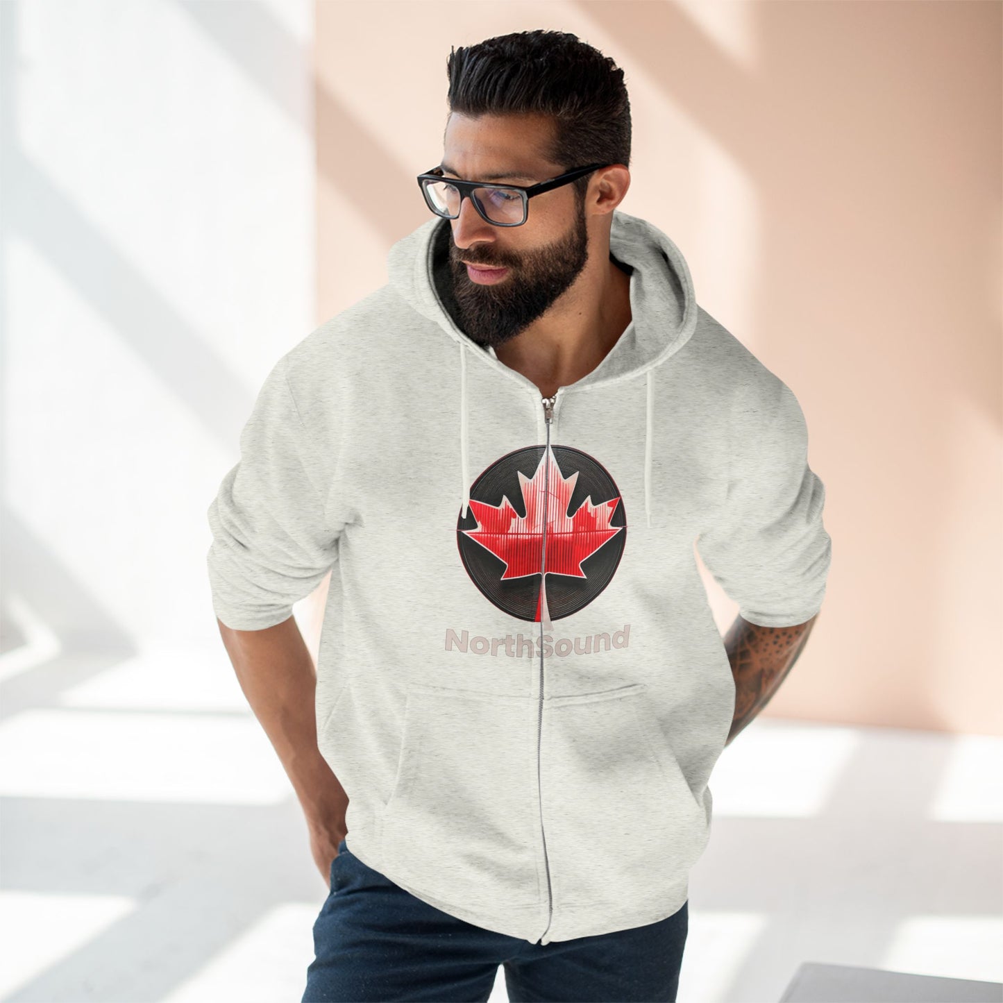 "NorthSound" Unisex Zip Hoodie - Zip Up and Tune In to Canadian Vibes