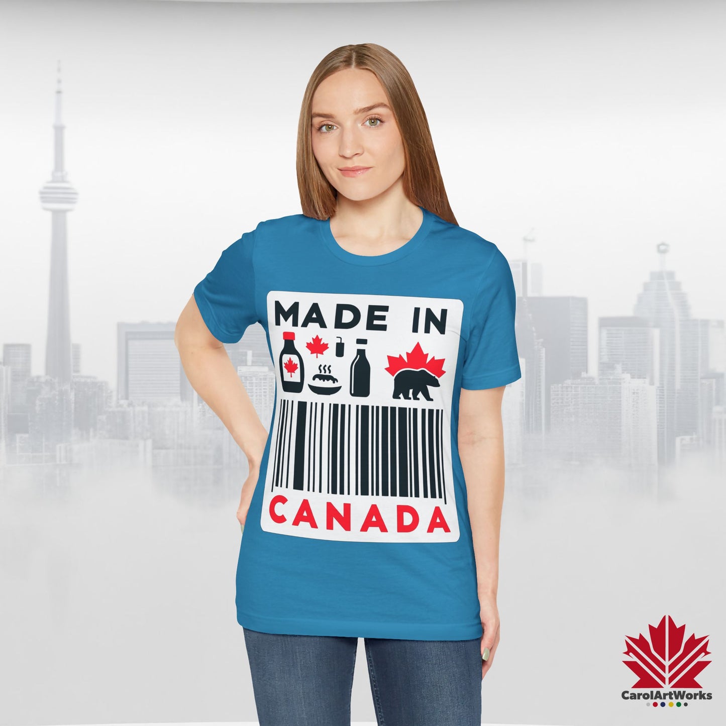 "Made in Canada" product label Design Unisex Short Sleeve Tee β Minimalist, Playful, and Proud