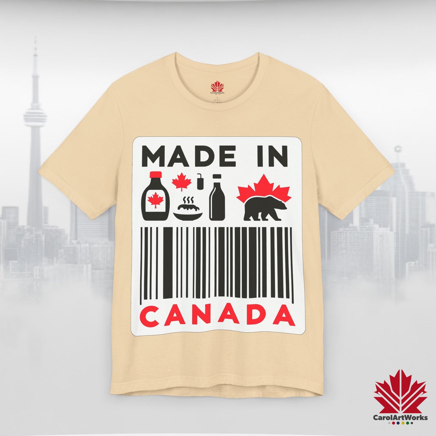 "Made in Canada" product label Design Unisex Short Sleeve Tee β Minimalist, Playful, and Proud