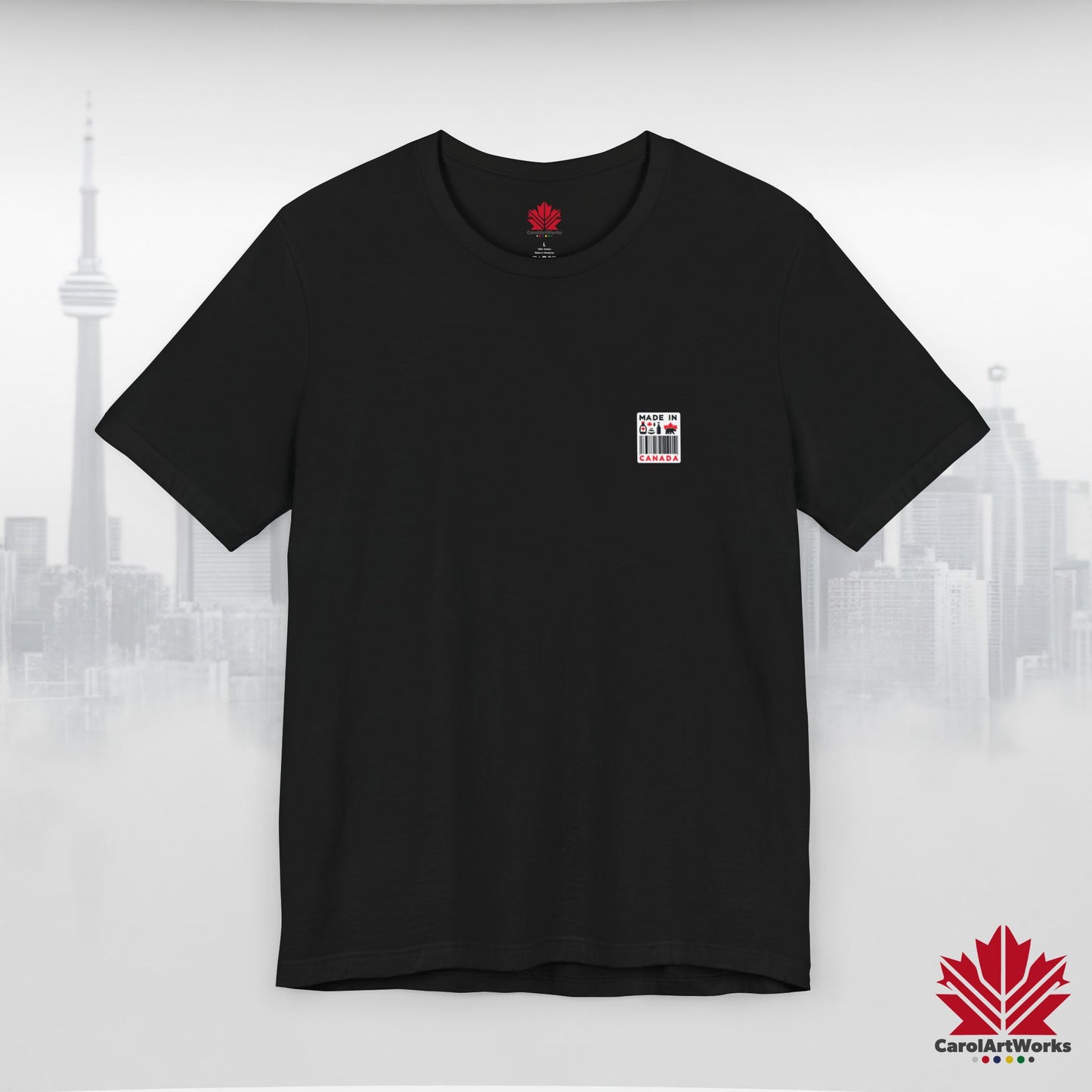"Made in Canada" product label Design Unisex Short Sleeve Tee β Minimalist, Playful, and Proud