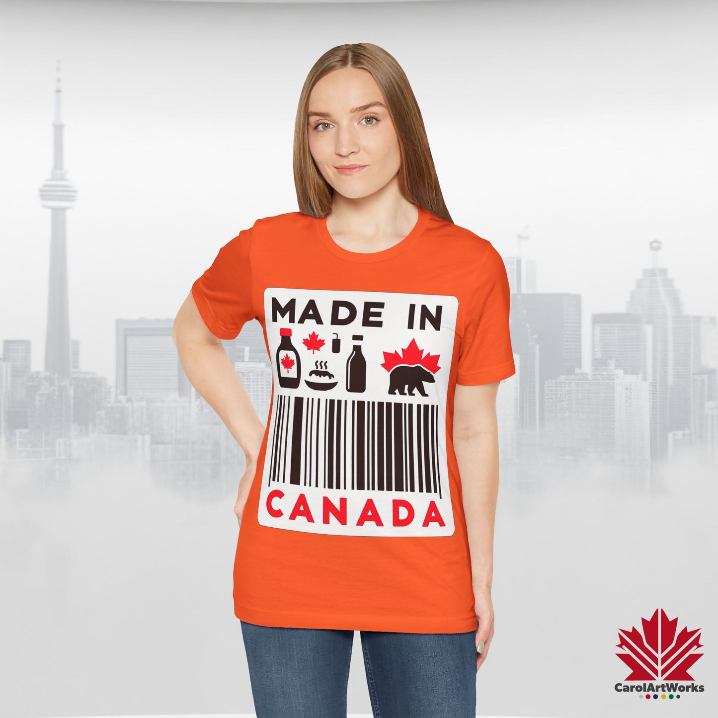 "Made in Canada" product label Design Unisex Short Sleeve Tee β Minimalist, Playful, and Proud