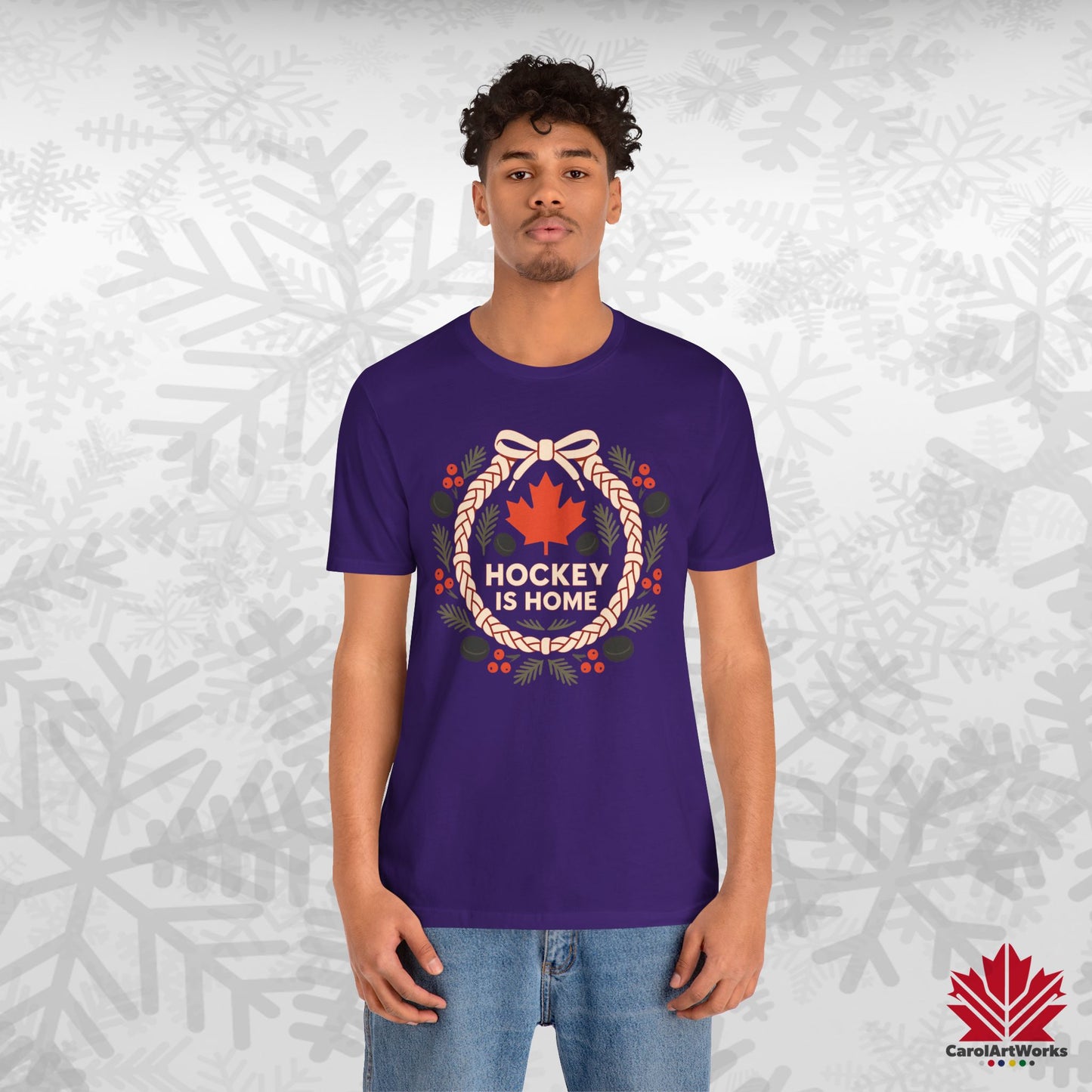 Hockey Lace Wreath | Canadian Hockey Christmas Shirt | Maple Leaf Holiday Tee – Premium Cotton Gift