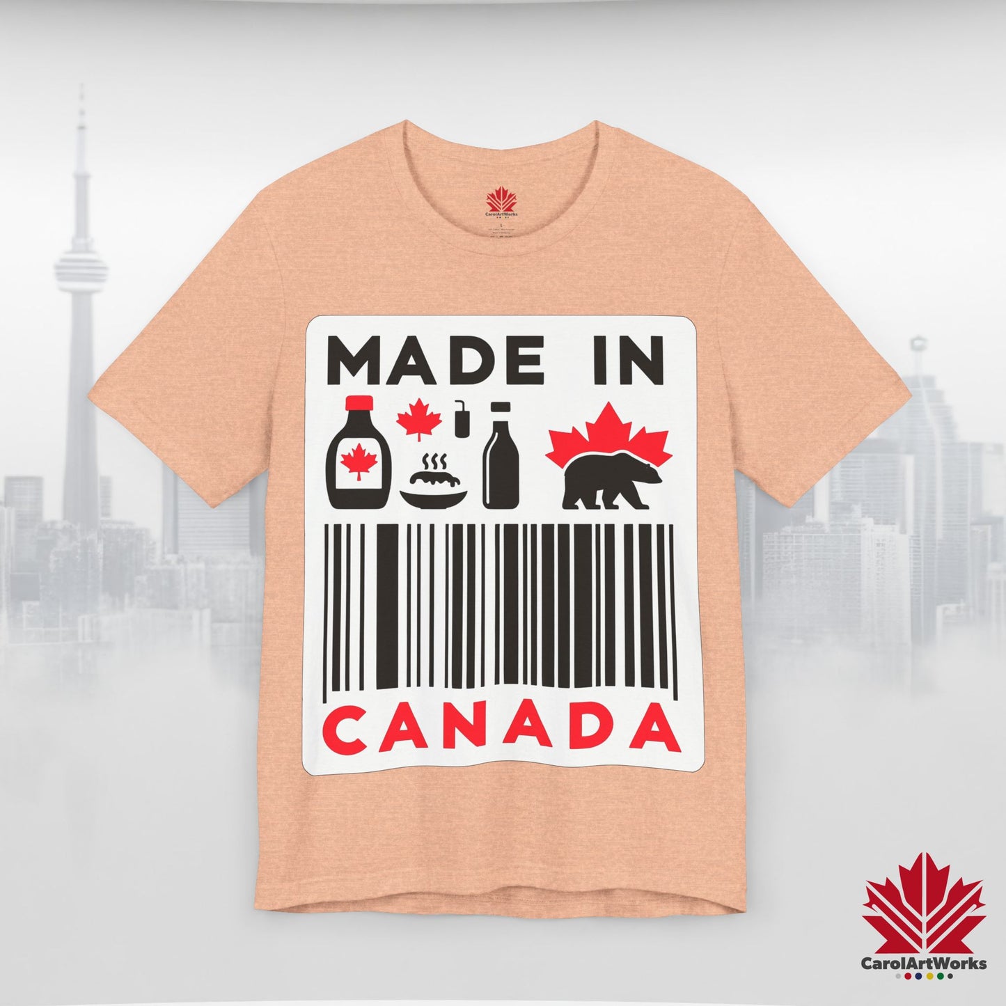 "Made in Canada" product label Design Unisex Short Sleeve Tee β Minimalist, Playful, and Proud
