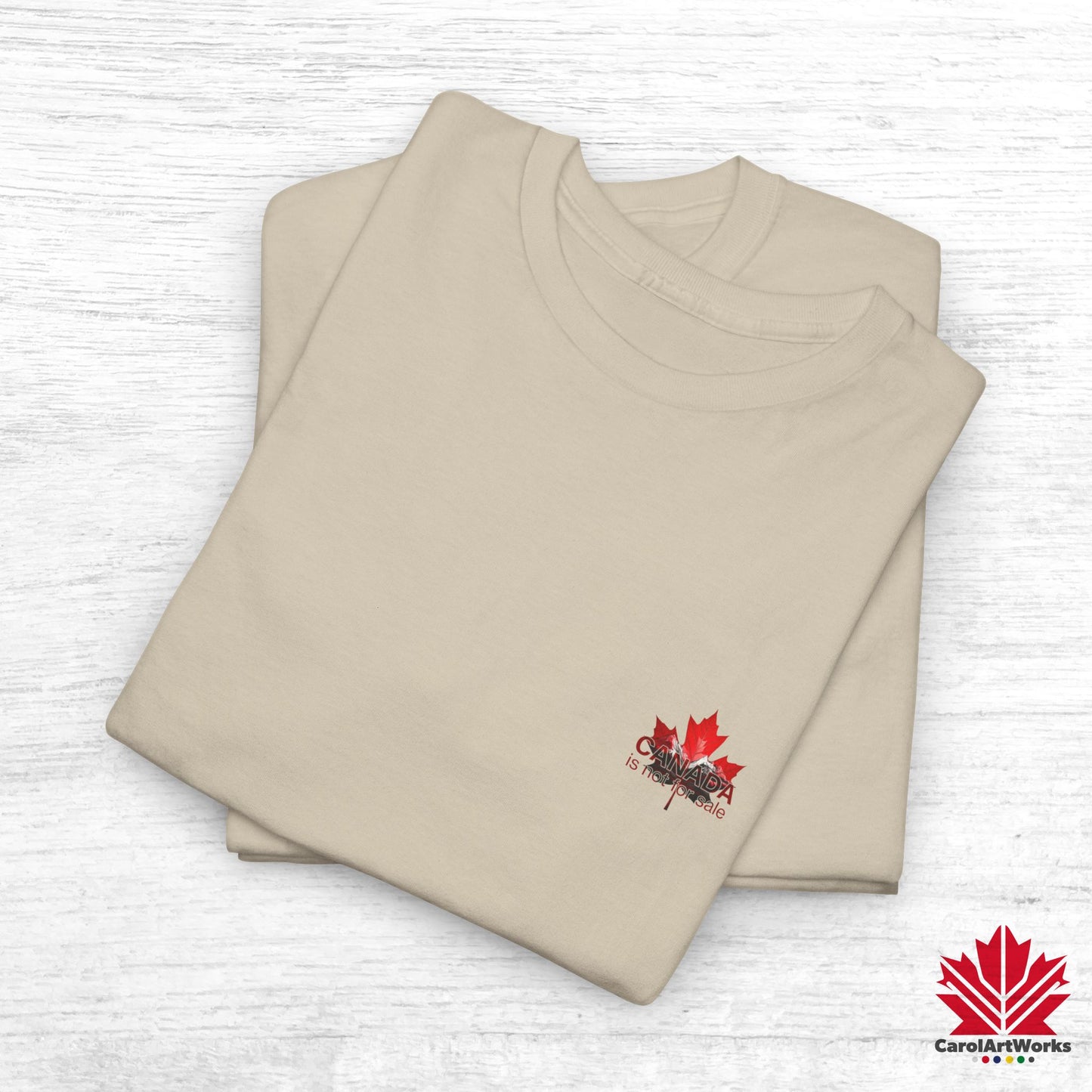 “Canada is not for Sale” Unisex Heavy Cotton Tee – Red Maple Leaf and Mountains, Stylish Canada Shirt