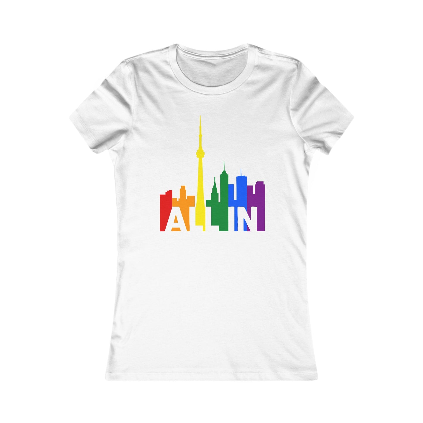 T-shirt pour femme « ALL IN » – Pride Toronto – Coupe féminine – Audacieuse et fière
