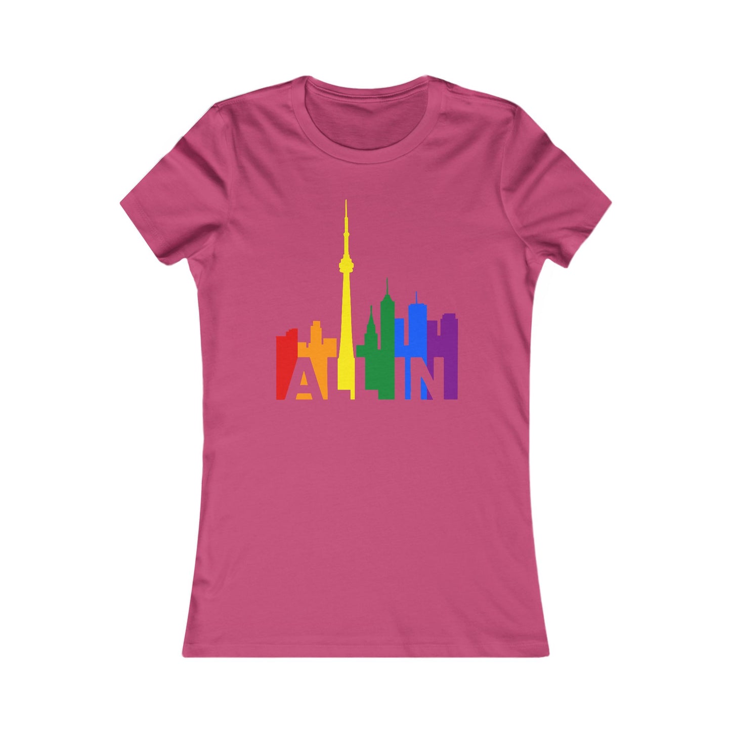T-shirt pour femme « ALL IN » – Pride Toronto – Coupe féminine – Audacieuse et fière